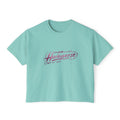 Harleyverse logo boxy tee | Crop T-Shirt, Retro Script, Pink Splash