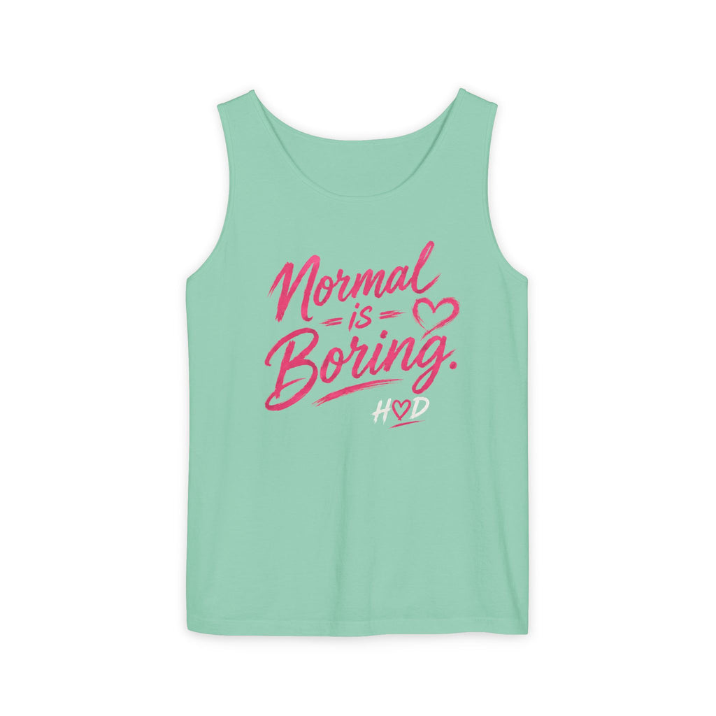 Normal Is Boring Tank Top — Bold Pink Graphic Sleeveless Tee