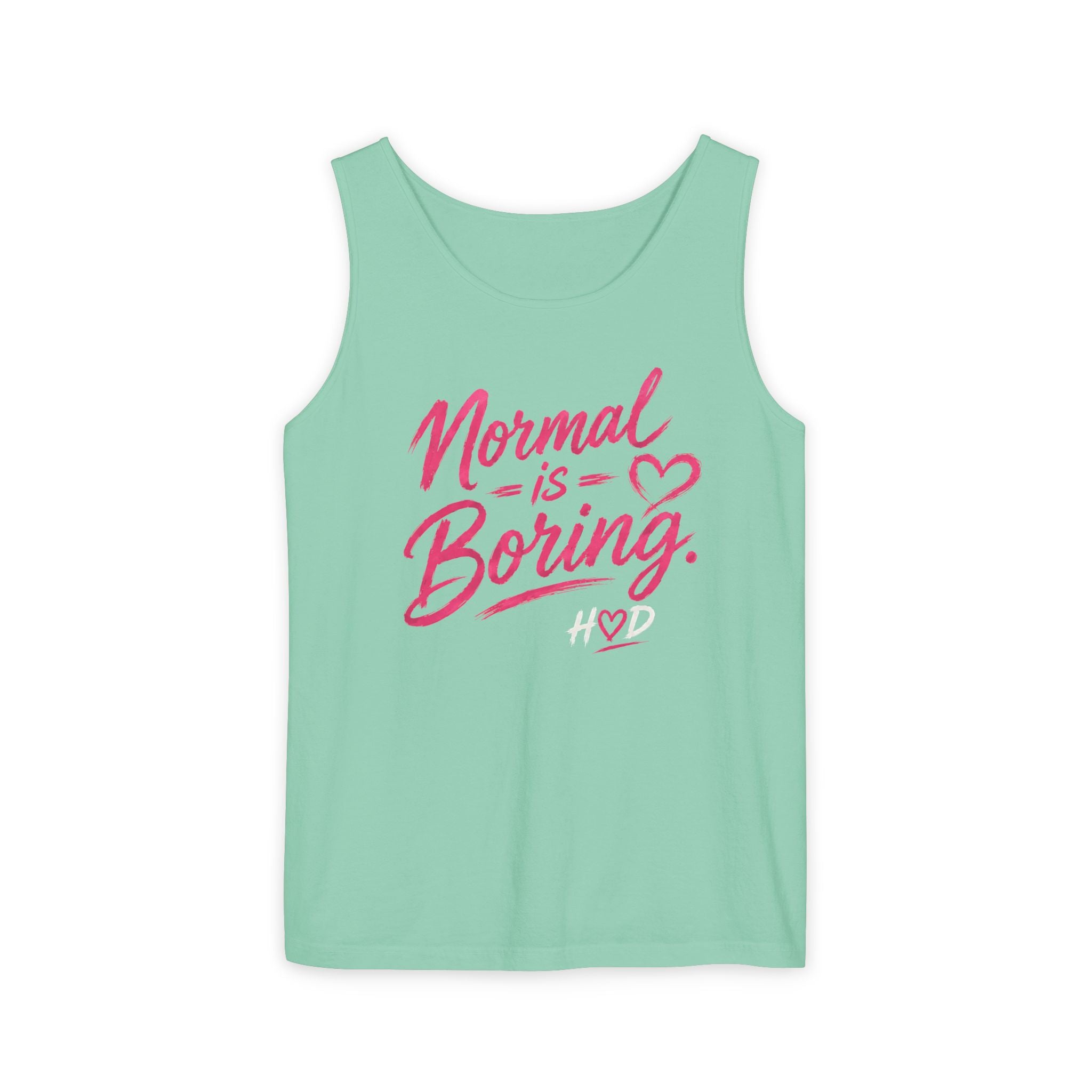 Normal Is Boring Tank Top — Bold Pink Graphic Sleeveless Tee