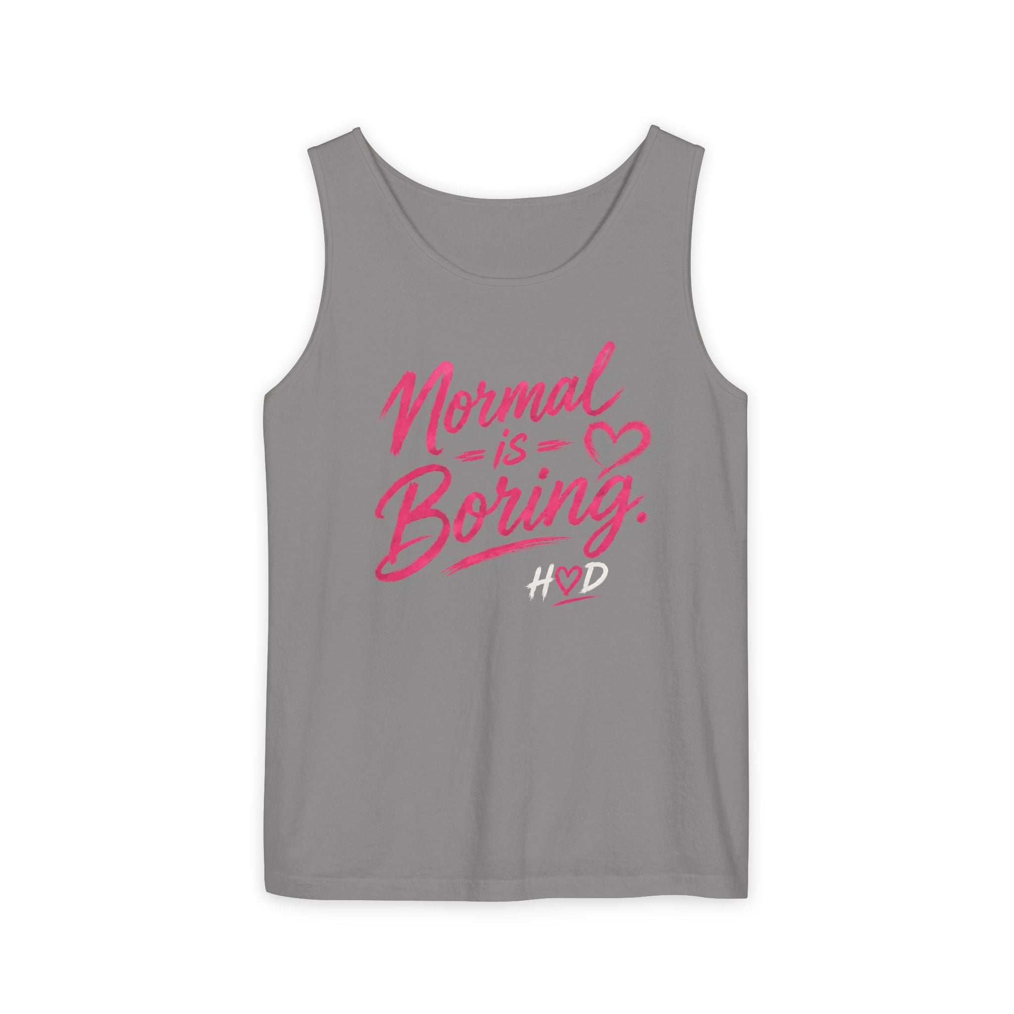 Normal Is Boring Tank Top — Bold Pink Graphic Sleeveless Tee