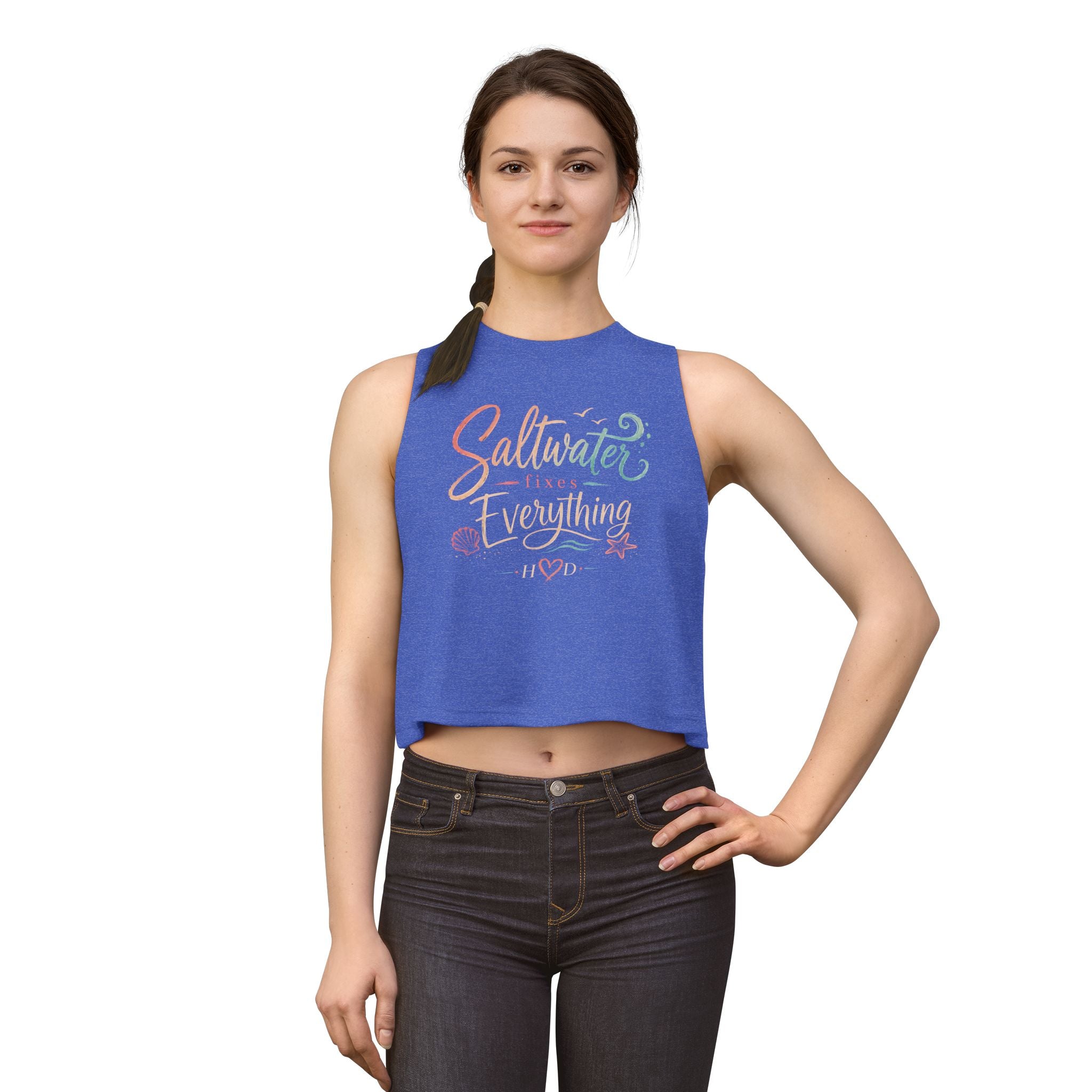 Harley Doo Saltwater Fixes Everything crop top | Beachy Seashell Starfish Design