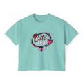 Cute I Know Women's Boxy Tee — Graphic Heart Casual Crop Top