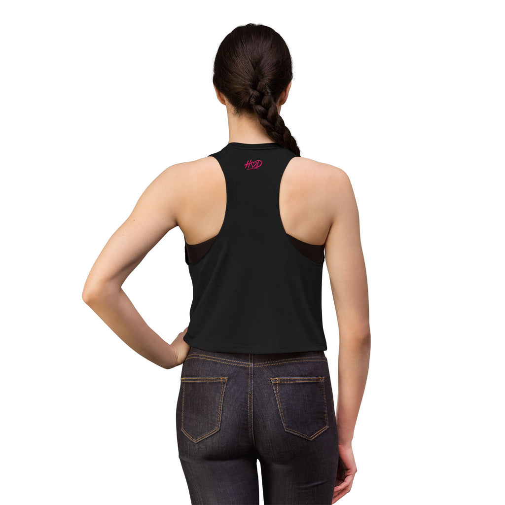 Harley Doo Cute (Daily Life Warning) Crop Top | Graphic Tank, Pink Script Heart Design