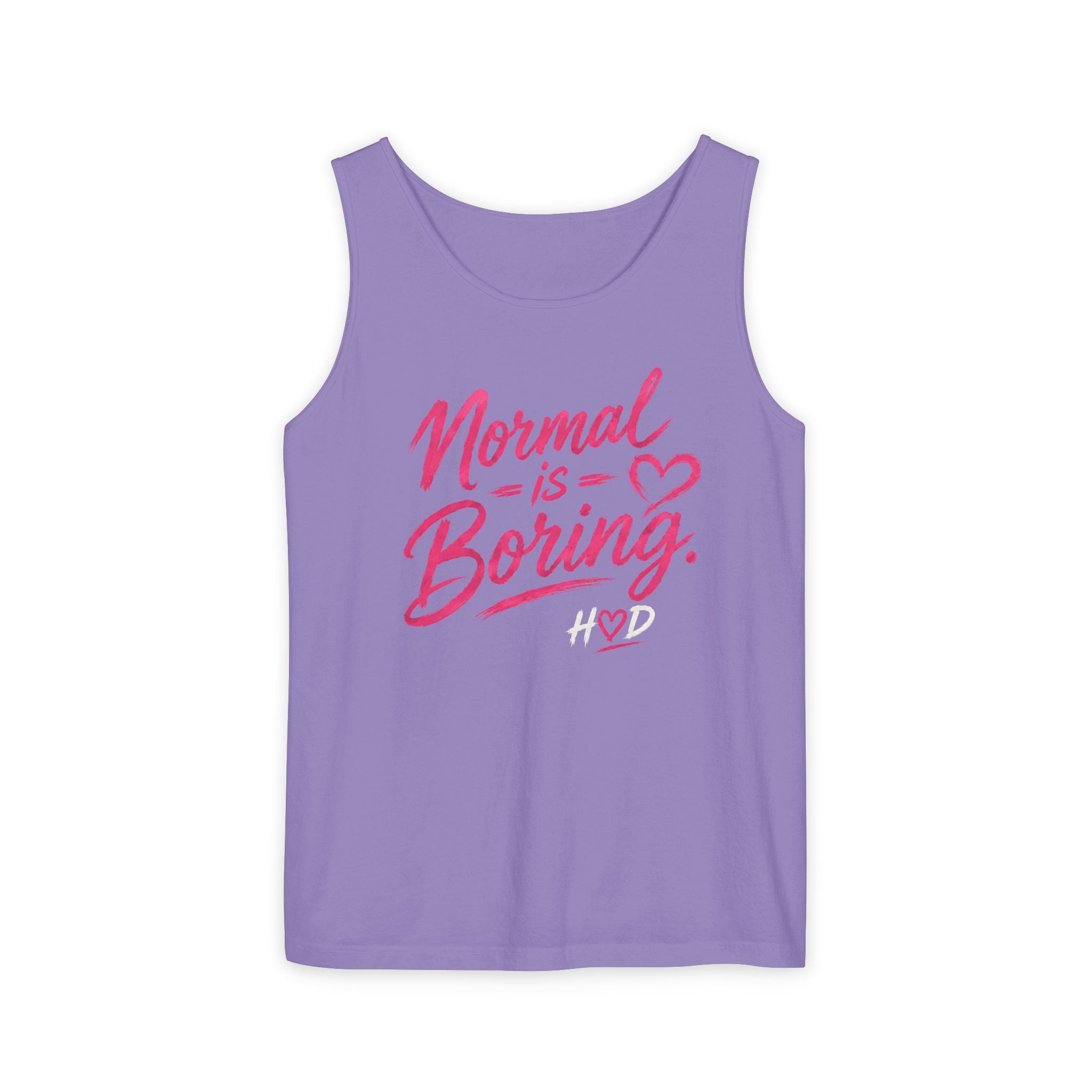 Normal Is Boring Tank Top — Bold Pink Graphic Sleeveless Tee