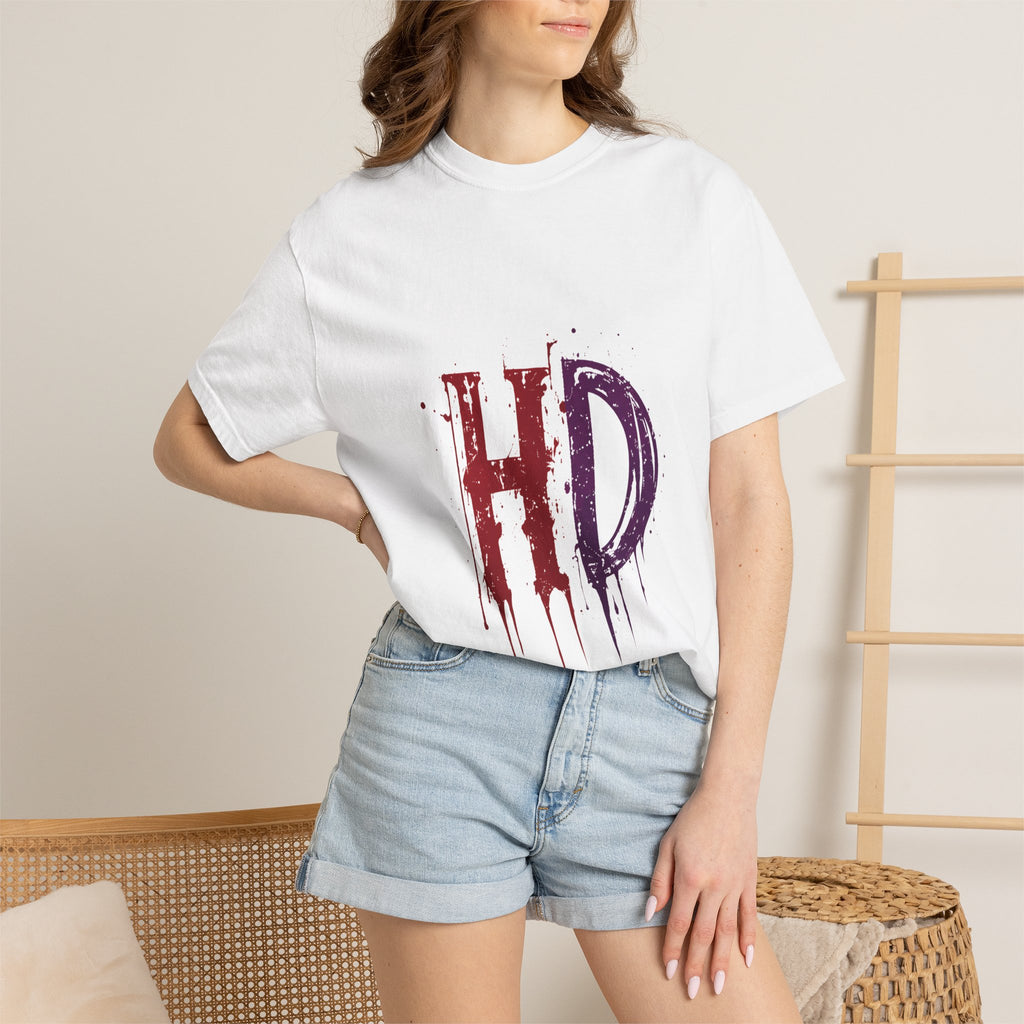 HD Dripping Grunge Letters T-shirt | Distressed Red Purple Typography