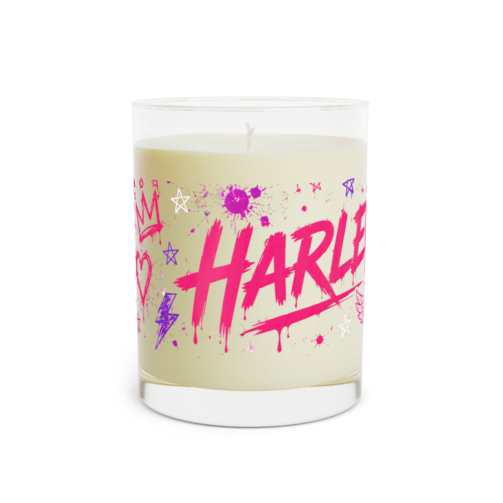 Harleyverse Candle | 11oz Glass Scented Candle, Pink Graffiti Hearts