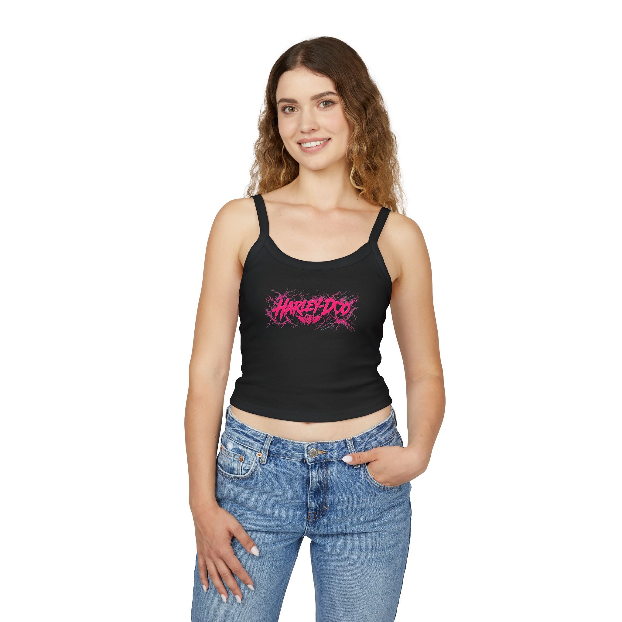 Harley Doo Grunge Logo Tank Top | Crop Spaghetti Strap
