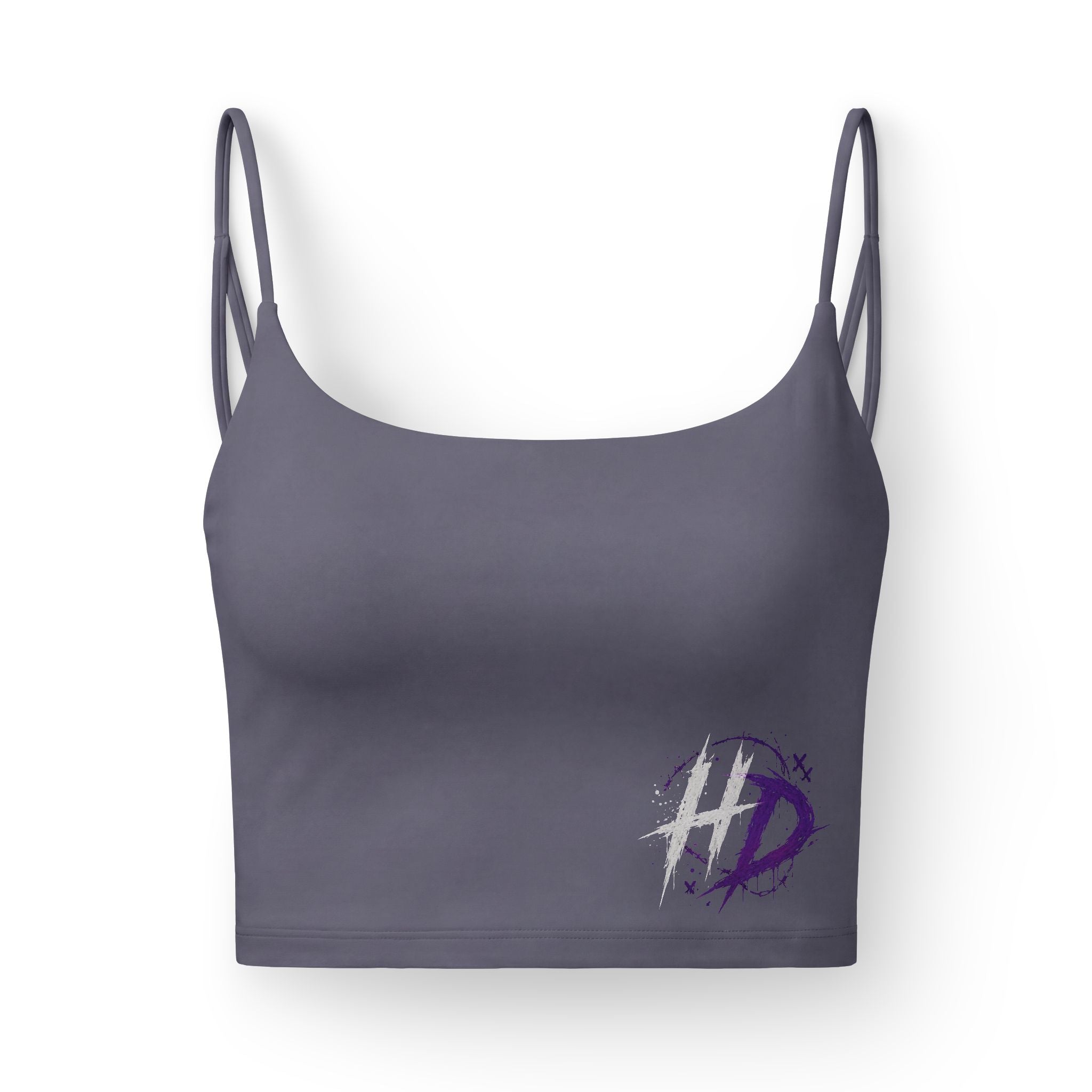 HD Brushstroke Logo Bra | Women's Luxe Bra, Black Crop Sports Bra