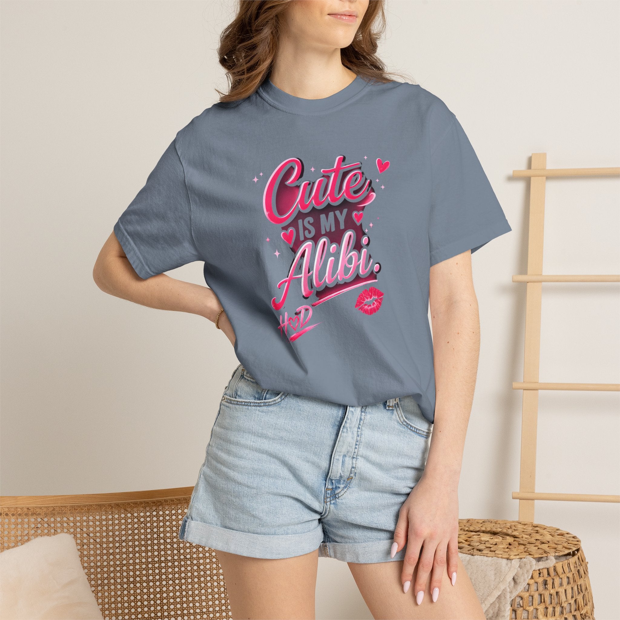 Harley Doo Cute Alibi T-Shirt — Pink Retro Script Graphic Tee