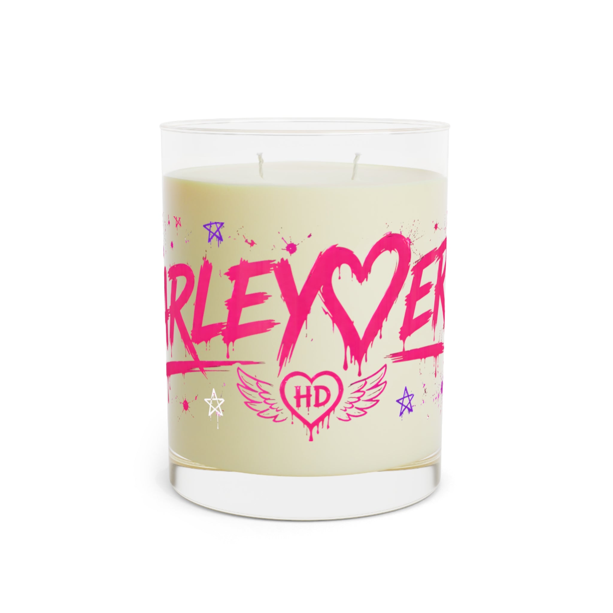 Harleyverse Candle | 11oz Glass Scented Candle, Pink Graffiti Hearts