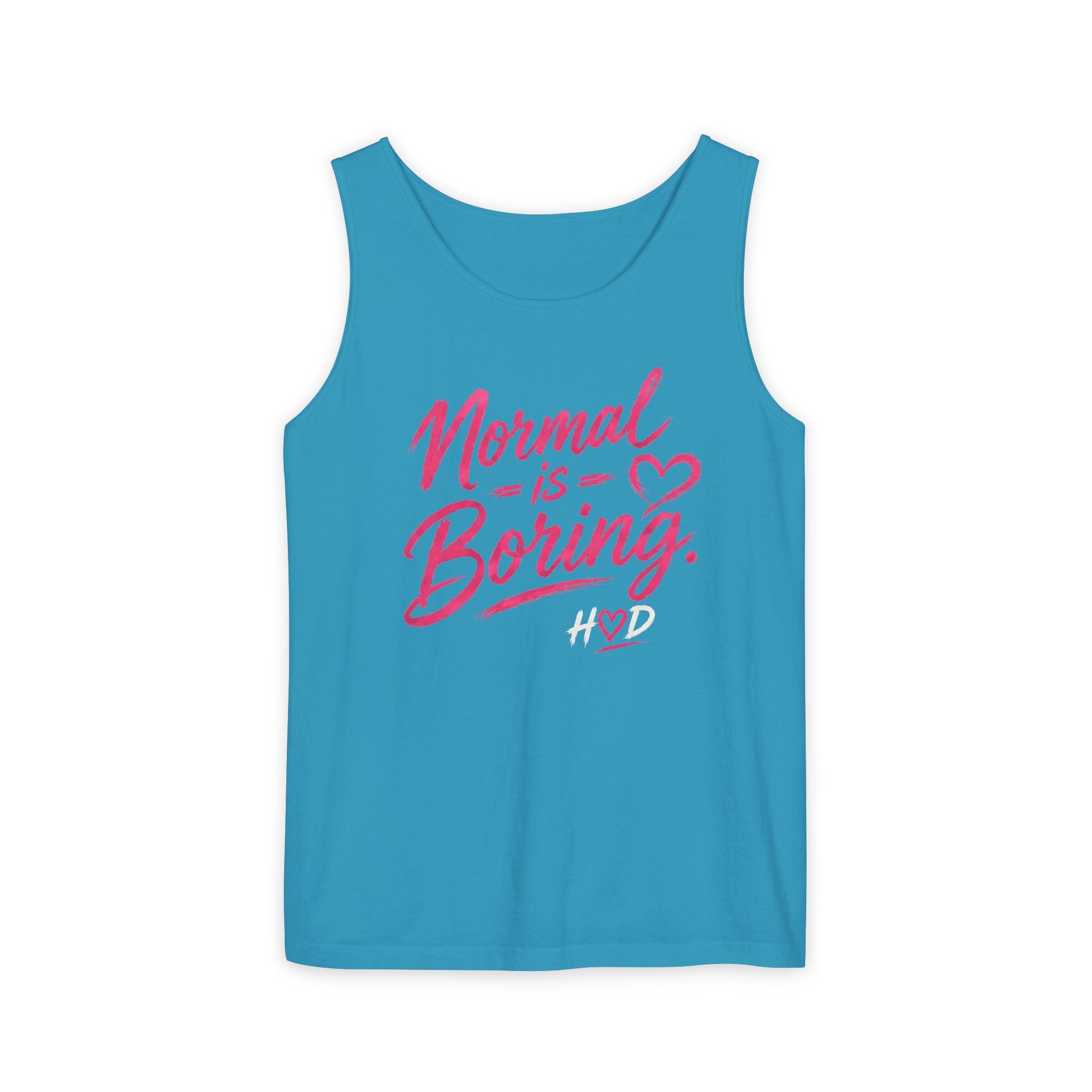 Normal Is Boring Tank Top — Bold Pink Graphic Sleeveless Tee