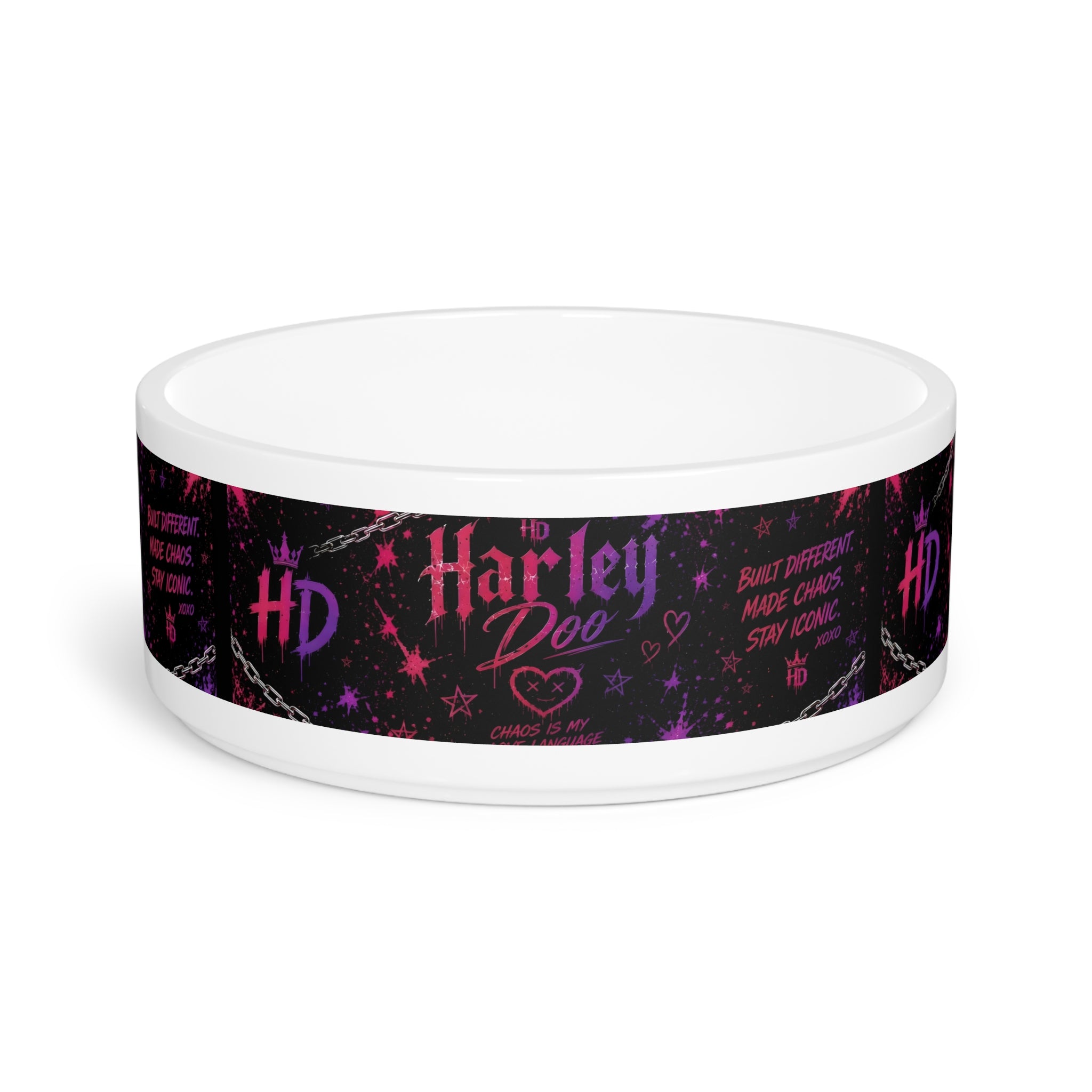 Harley Doo Pattern Pet Bowl | Pink Purple Inspired Design