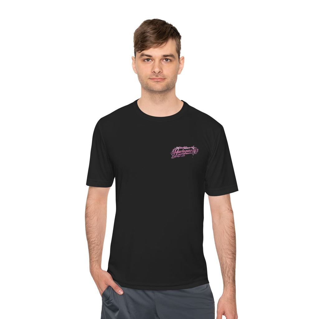 Retro Pink Script Logo Tee | White Moisture-Wicking Shirt