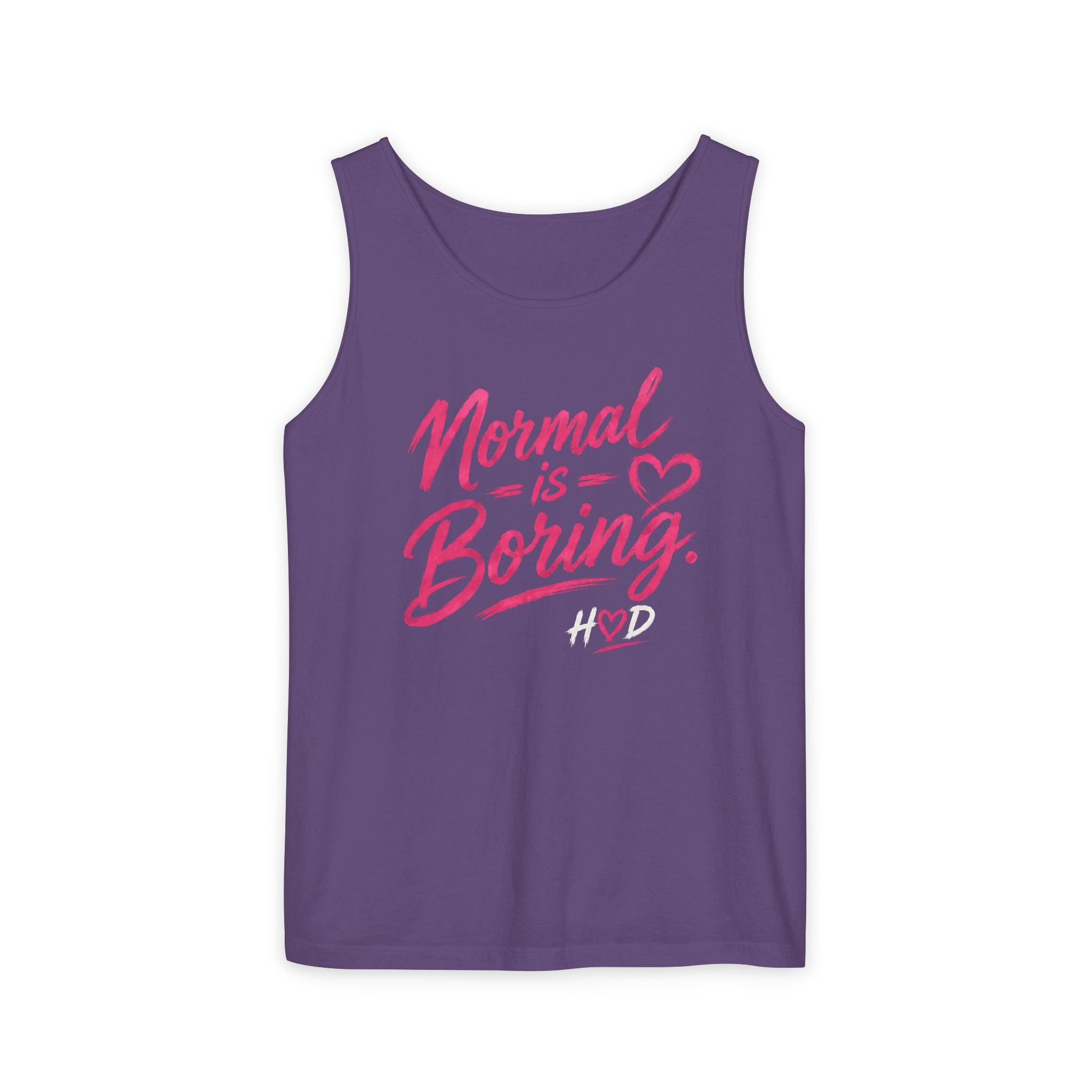 Normal Is Boring Tank Top — Bold Pink Graphic Sleeveless Tee