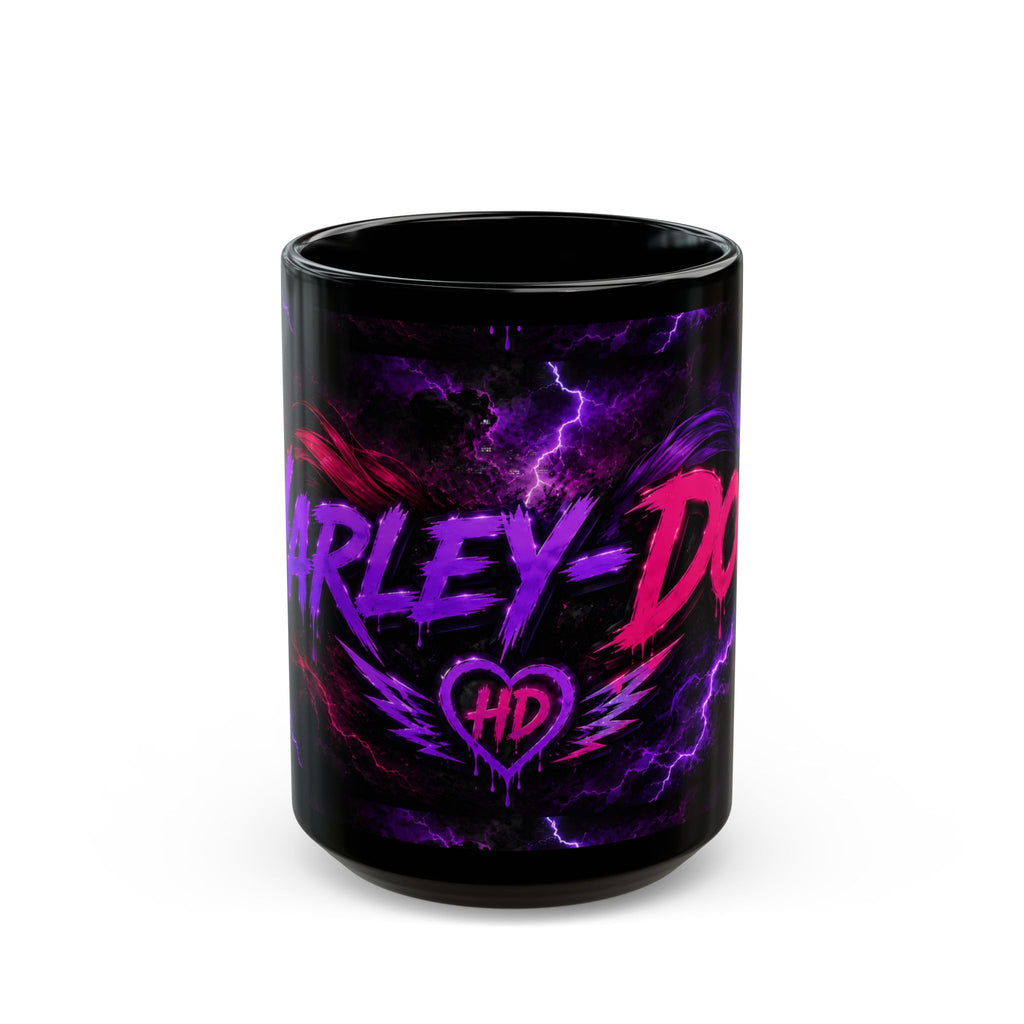 Harley-Doo Neon Logo mug | Black Ceramic Mug