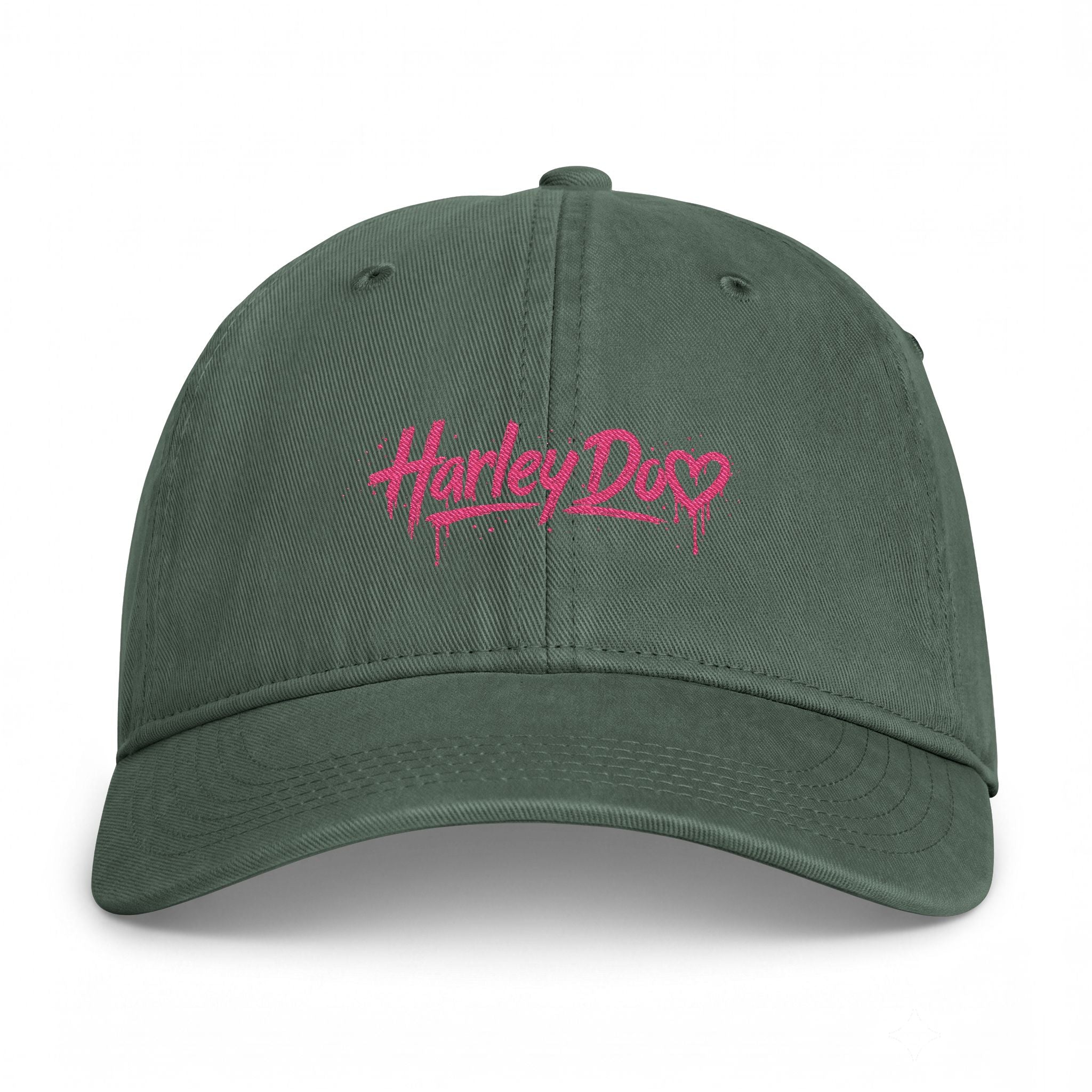 Harley Doo Drip Logo Cap | embroidered pink script, streetwear hat
