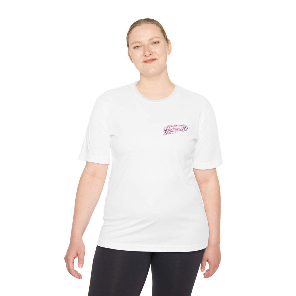 Retro Pink Script Logo Tee | White Moisture-Wicking Shirt