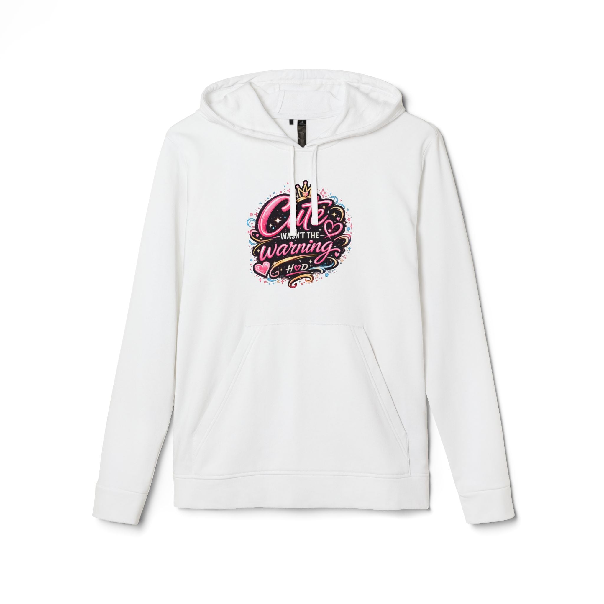 Cute Wasnt the Warning Hoodie | Harley Doo Womens adidas Fleece Hoodie | Girly Graphic Sweatshirt | Bold Pink Statement Hoodie