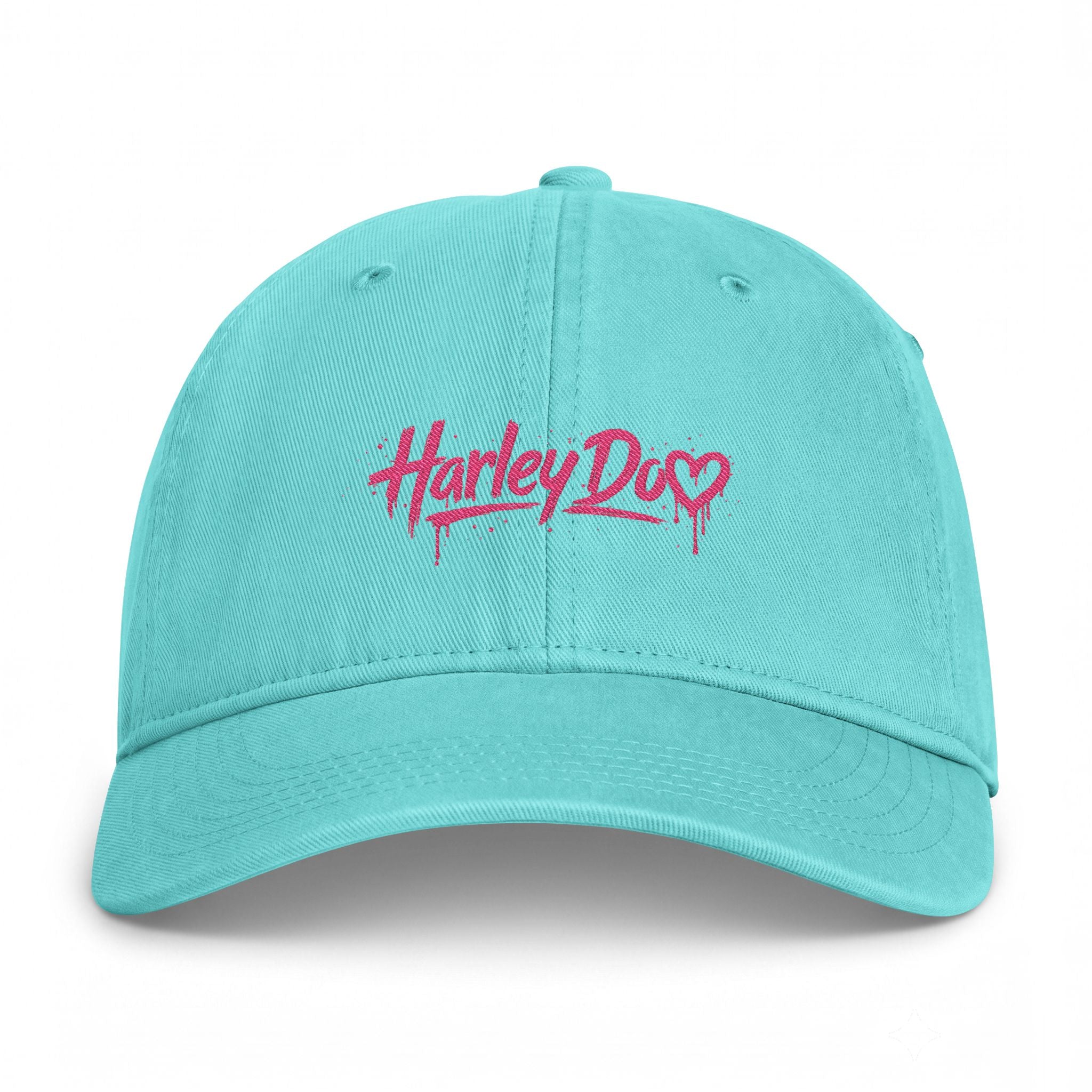 Harley Doo Drip Logo Cap | embroidered pink script, streetwear hat