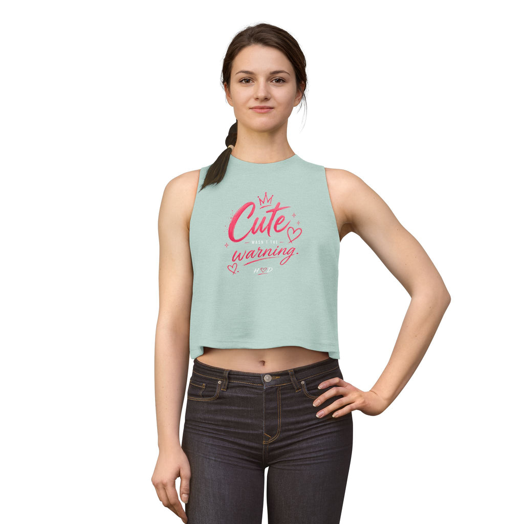 Harley Doo Cute (Daily Life Warning) Crop Top | Graphic Tank, Pink Script Heart Design
