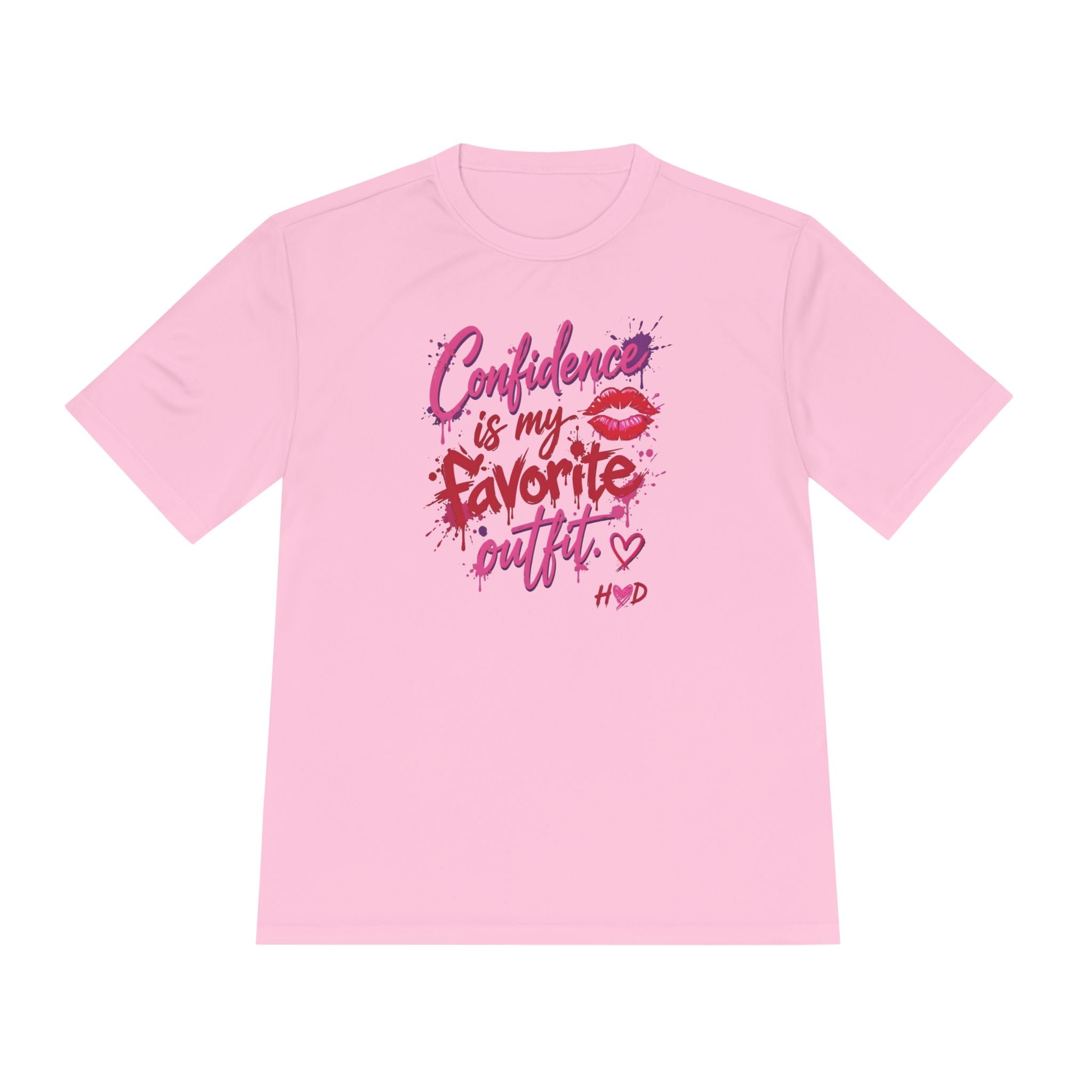 Harley Doo Confidence Is My Favorite Outfit tee | White Graphic T-Shirt, Lip Print, Script Quote