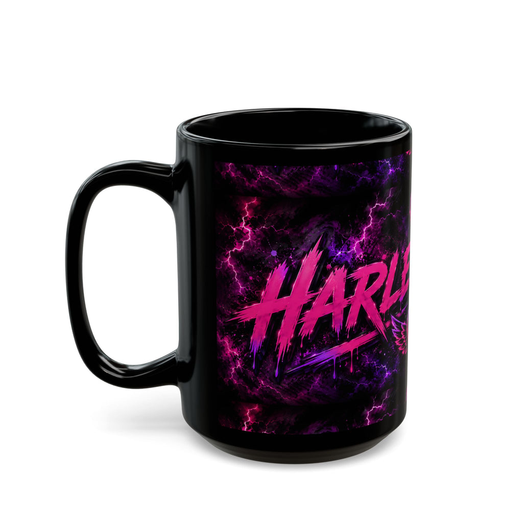 Harley Mania neon lightning Mug | Black ceramic coffee mug