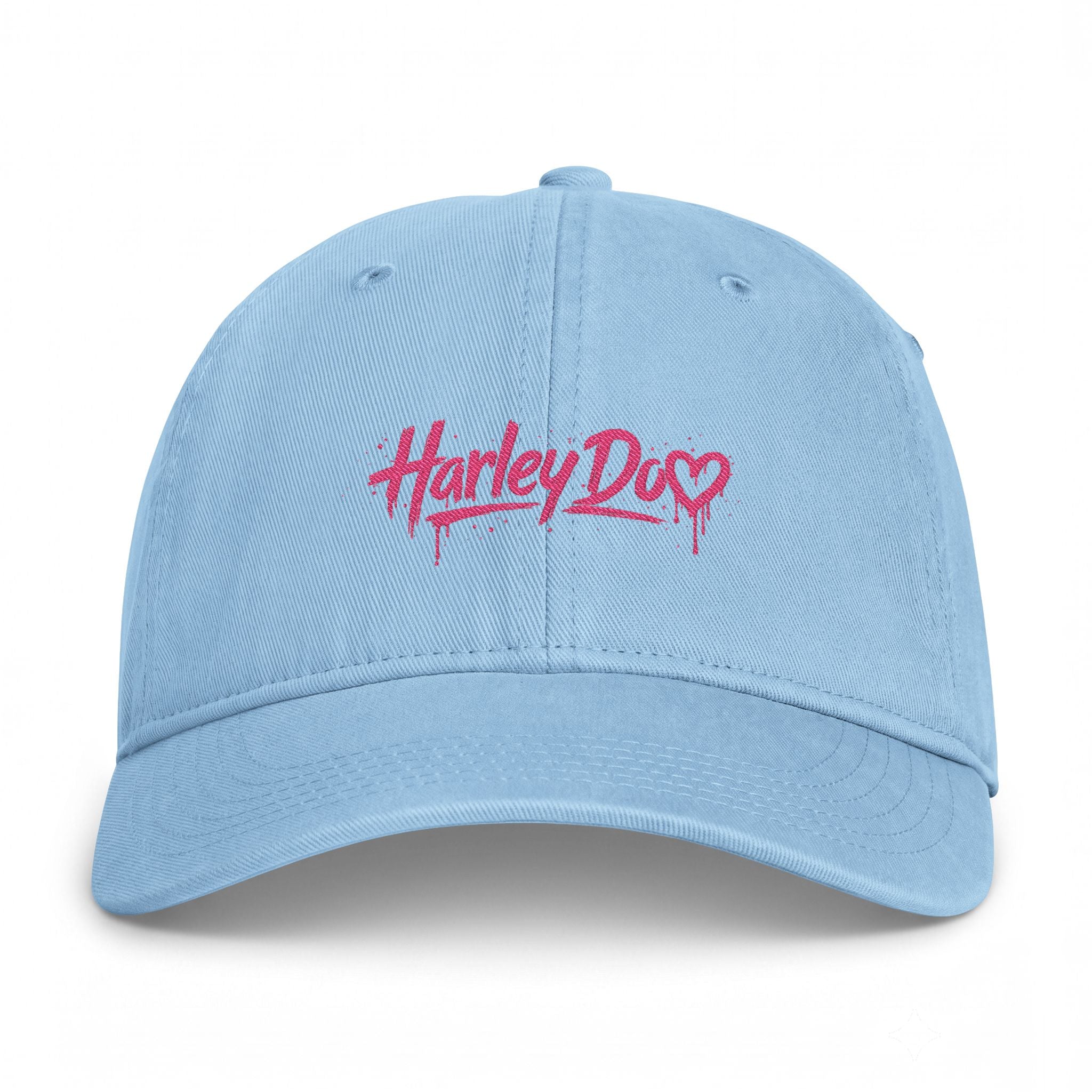 Harley Doo Drip Logo Cap | embroidered pink script, streetwear hat