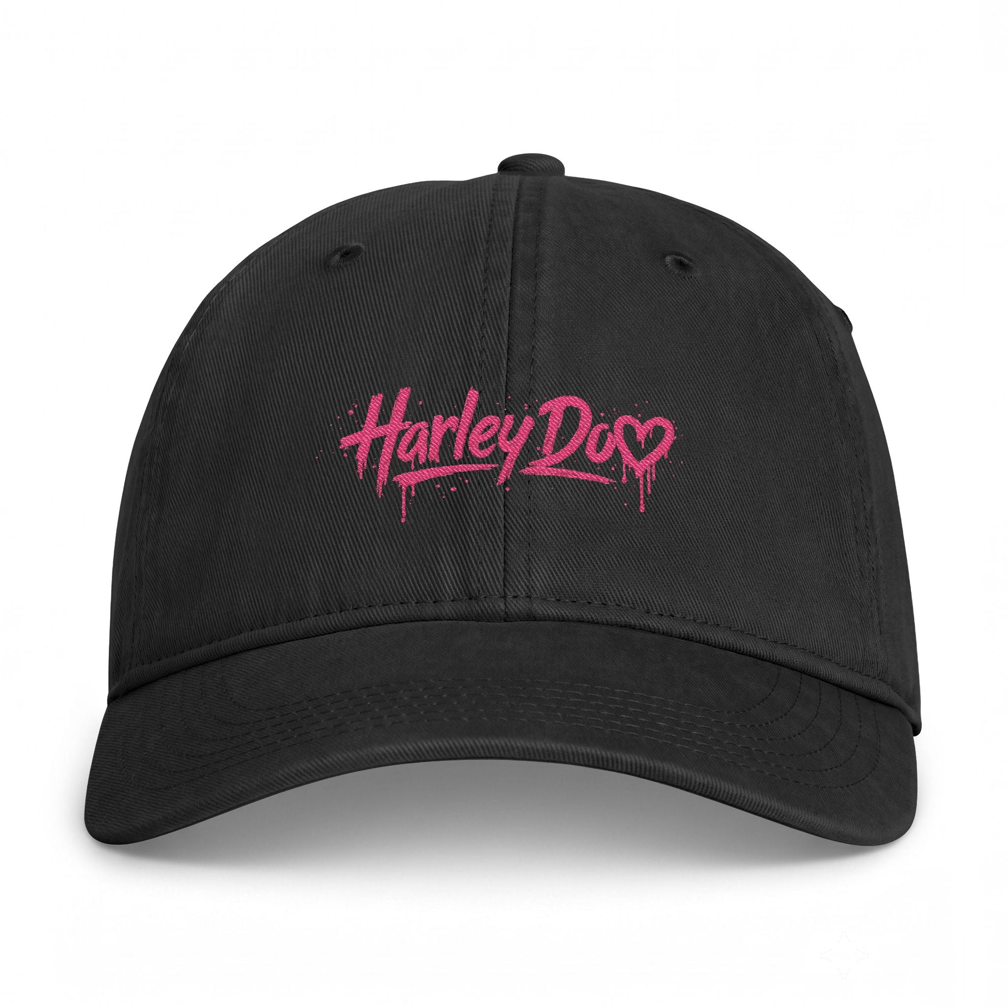 Harley Doo Drip Logo Cap | embroidered pink script, streetwear hat