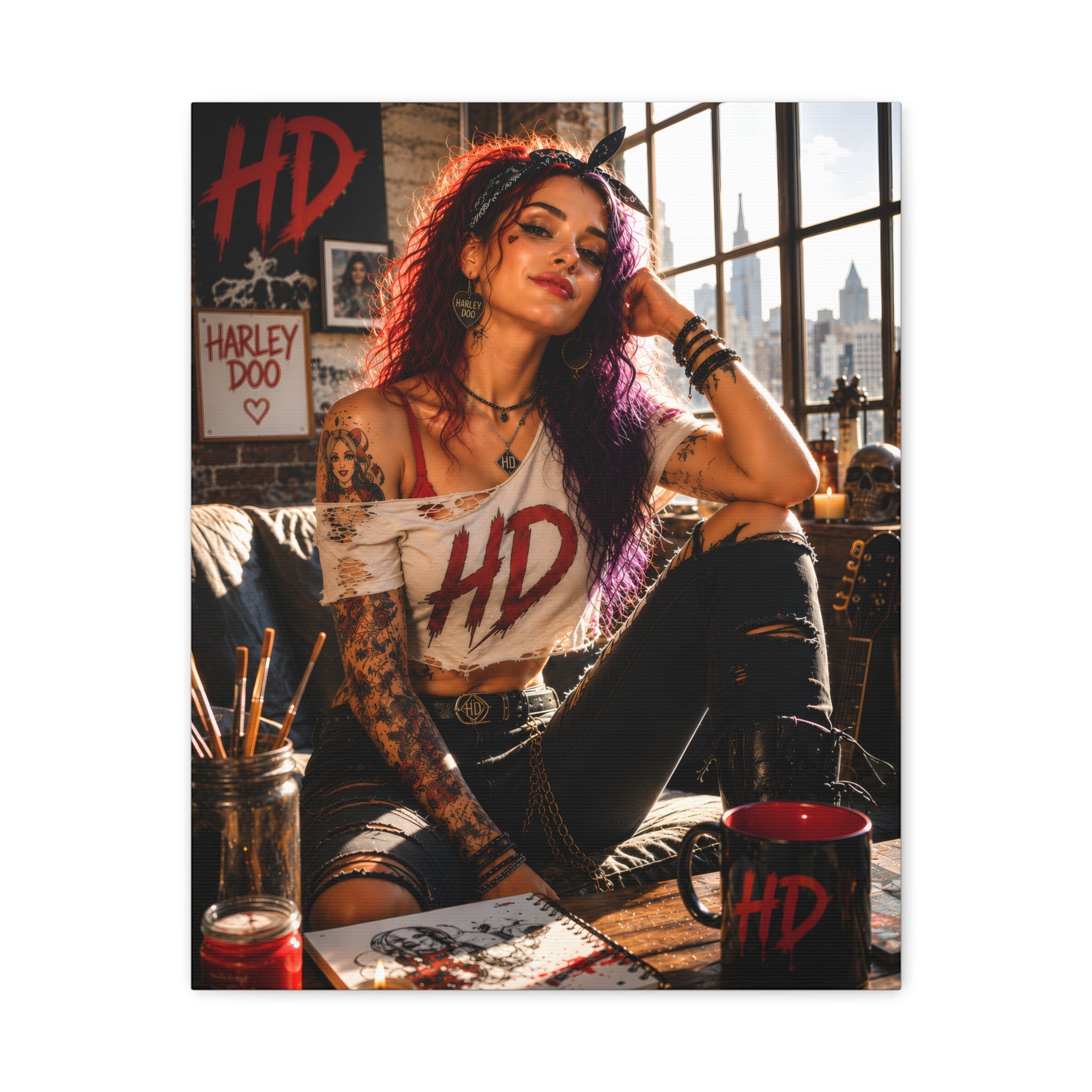 Harley Doo 16x20 Punk Girl Canvas Art