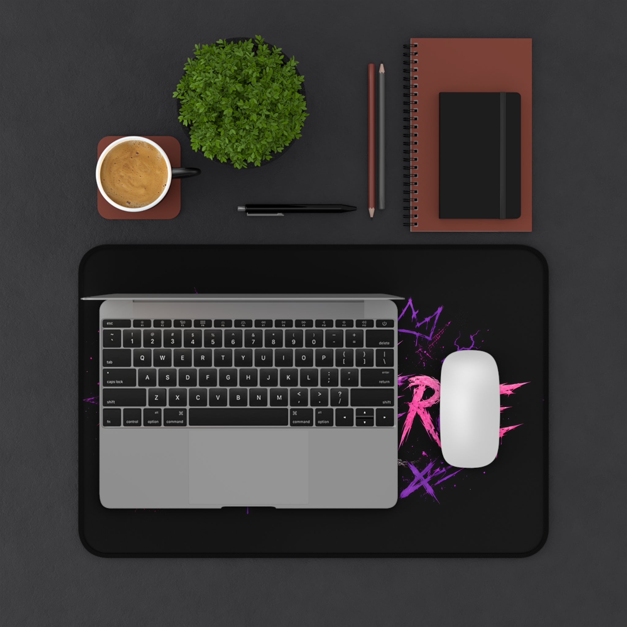 Harleyverse desk mat | Pink Purple Grunge typography, gaming mousepad