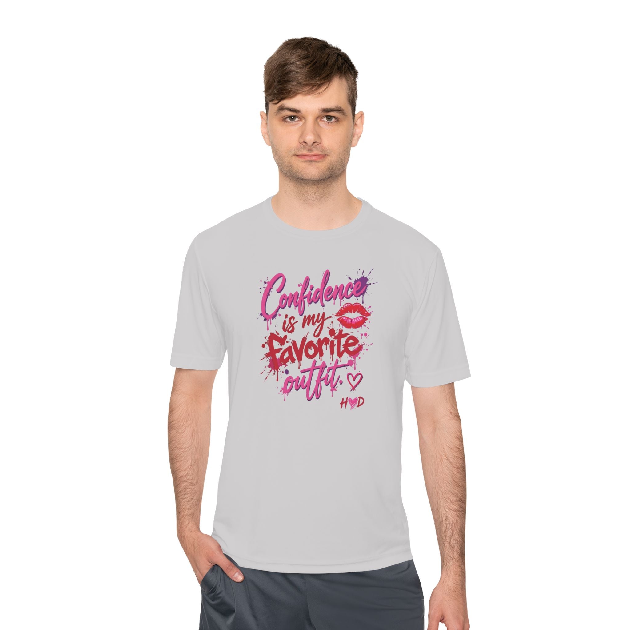 Harley Doo Confidence Is My Favorite Outfit tee | White Graphic T-Shirt, Lip Print, Script Quote