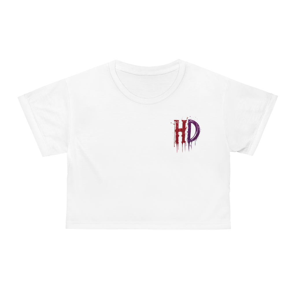 Harley Doo HD Drip Logo Crop Tee | horror ink splatter chest design