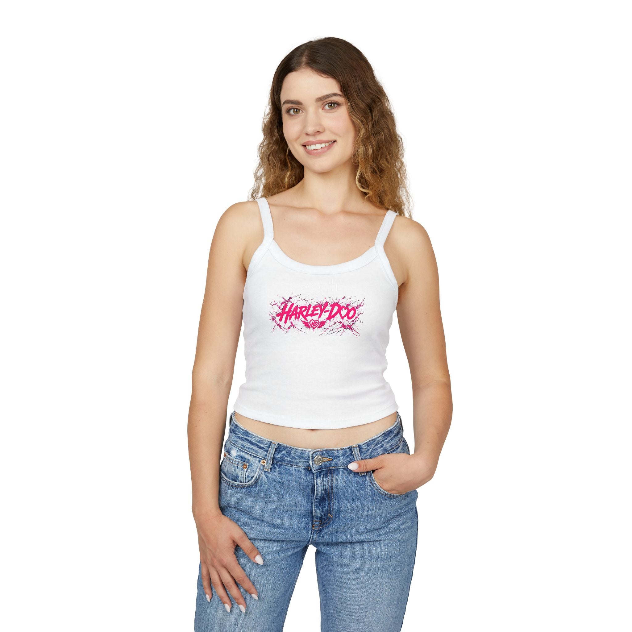 Harley Doo Grunge Logo Tank Top | Crop Spaghetti Strap