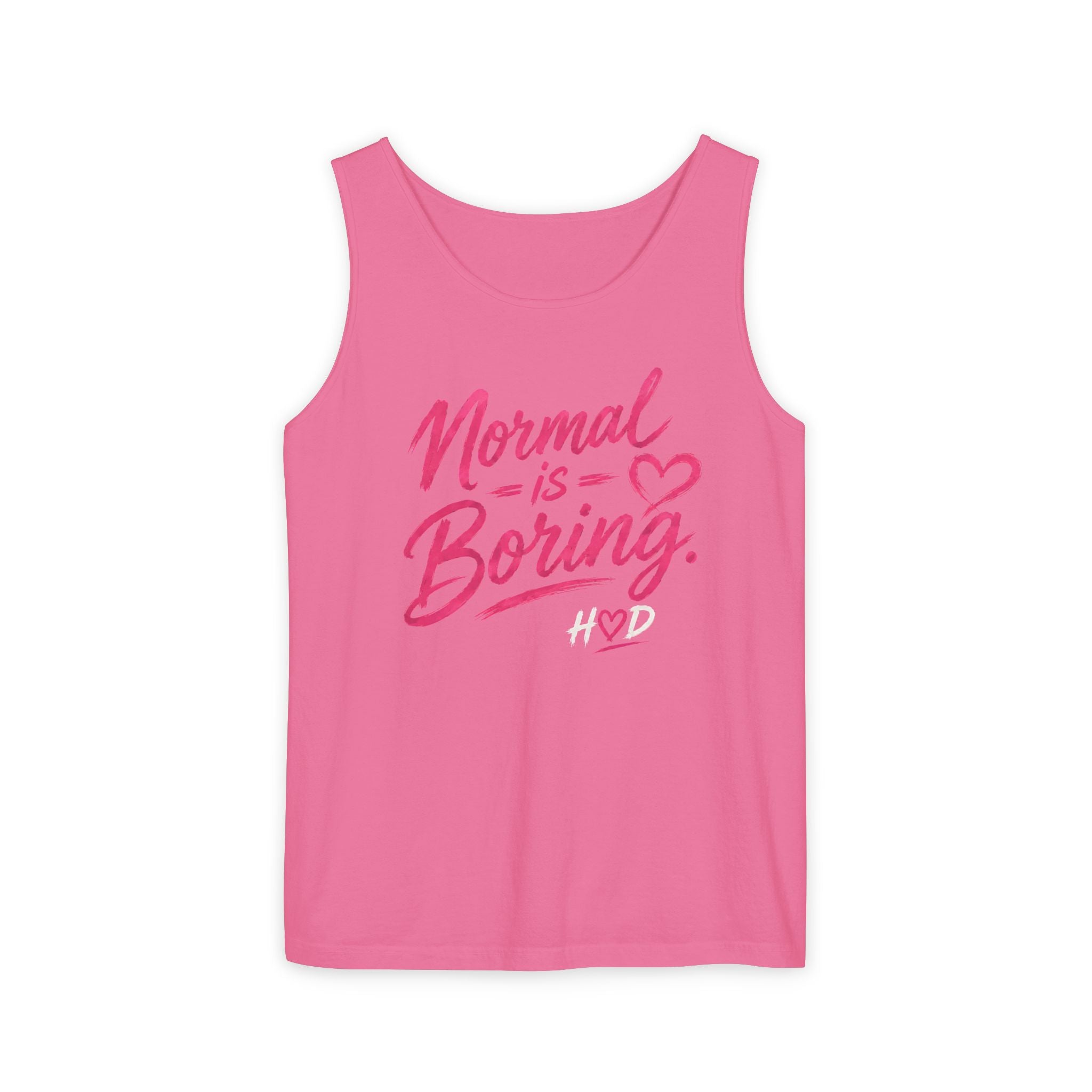Normal Is Boring Tank Top — Bold Pink Graphic Sleeveless Tee