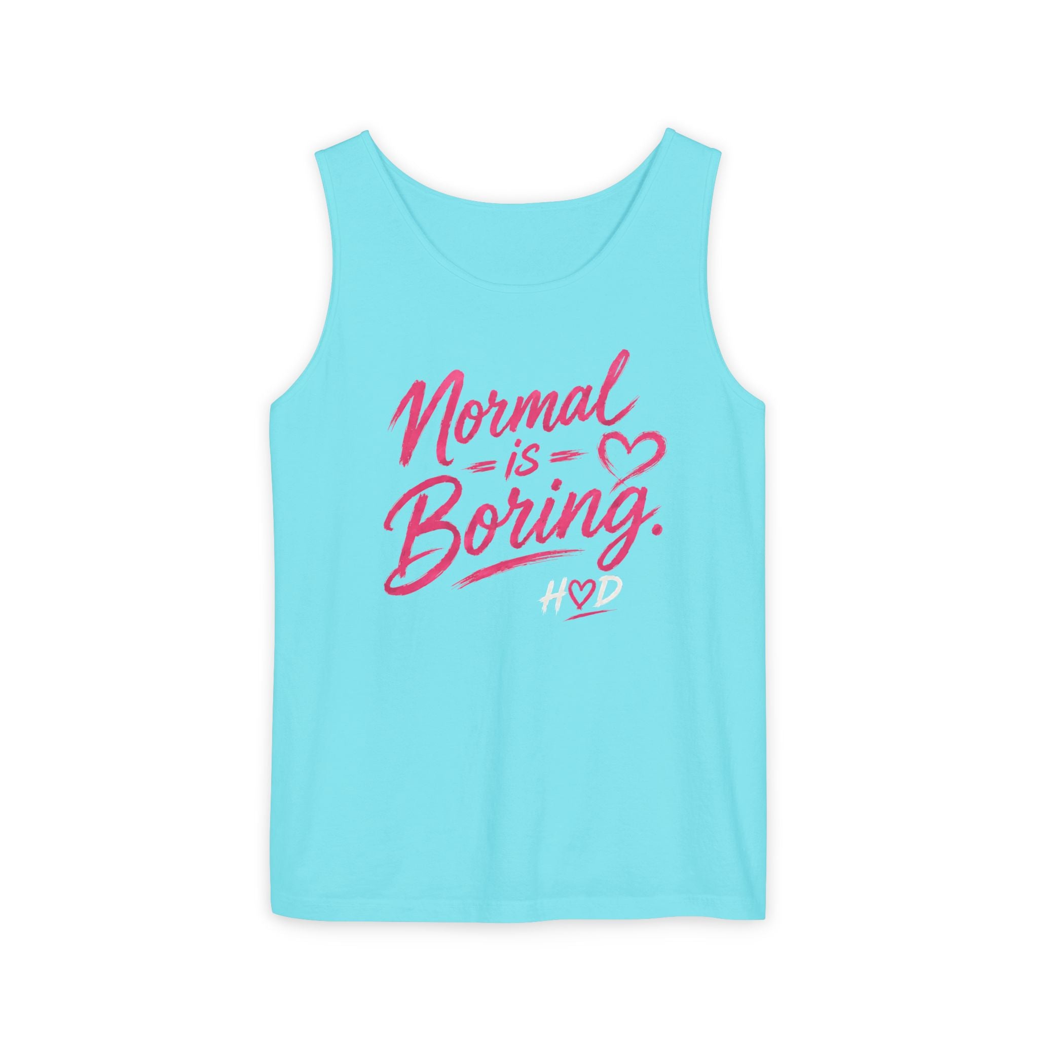 Normal Is Boring Tank Top — Bold Pink Graphic Sleeveless Tee