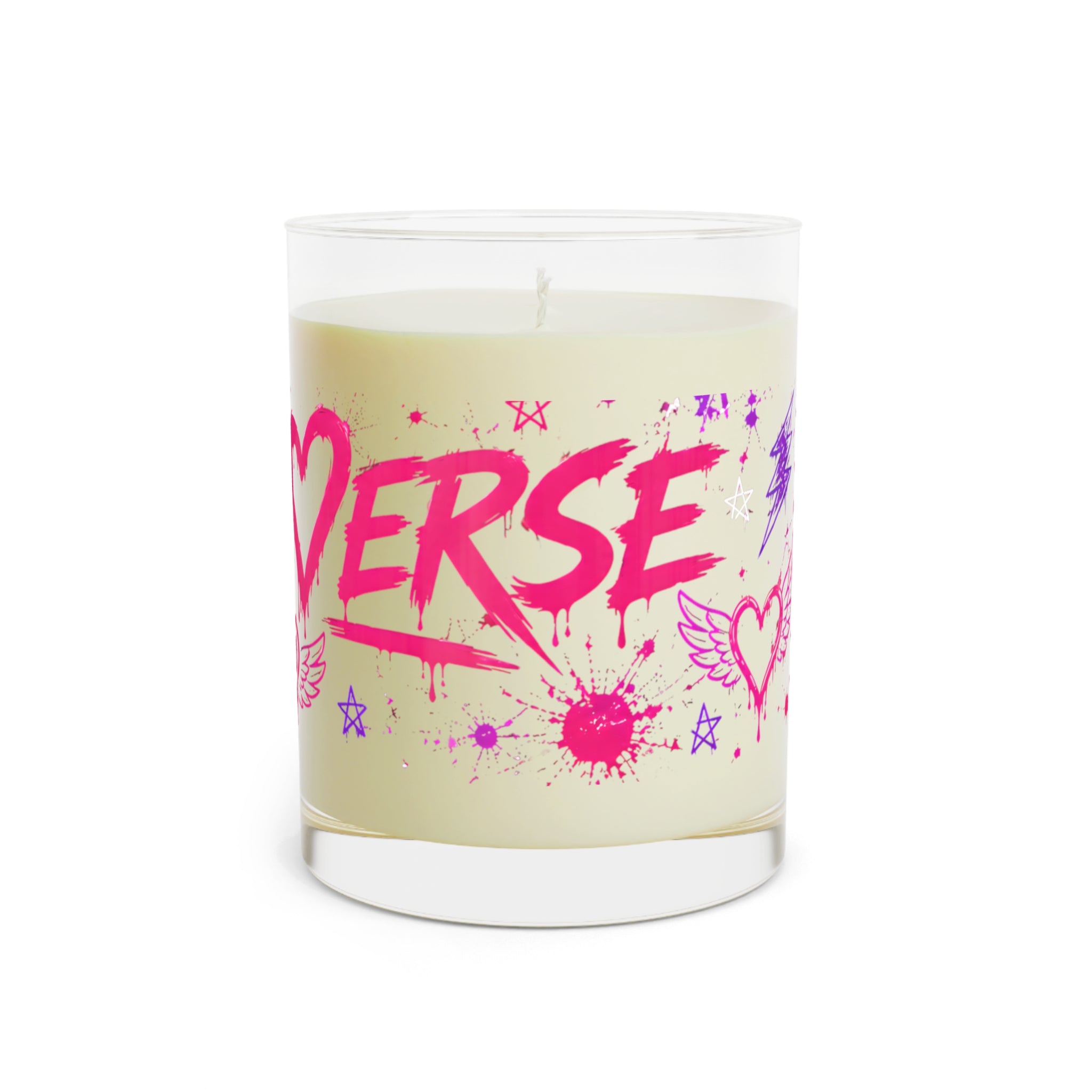 Harleyverse Candle | 11oz Glass Scented Candle, Pink Graffiti Hearts