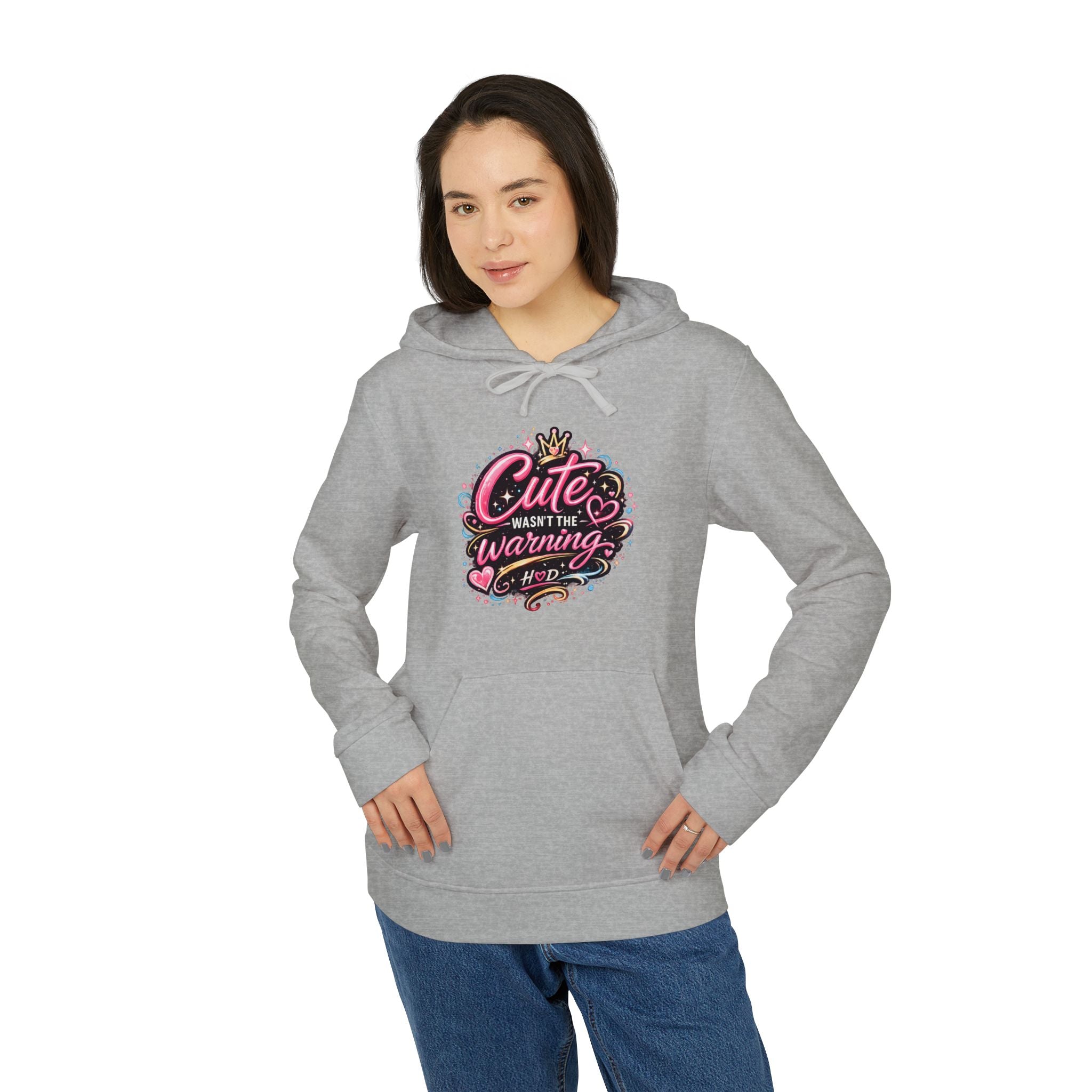 Cute Wasnt the Warning Hoodie | Harley Doo Womens adidas Fleece Hoodie | Girly Graphic Sweatshirt | Bold Pink Statement Hoodie