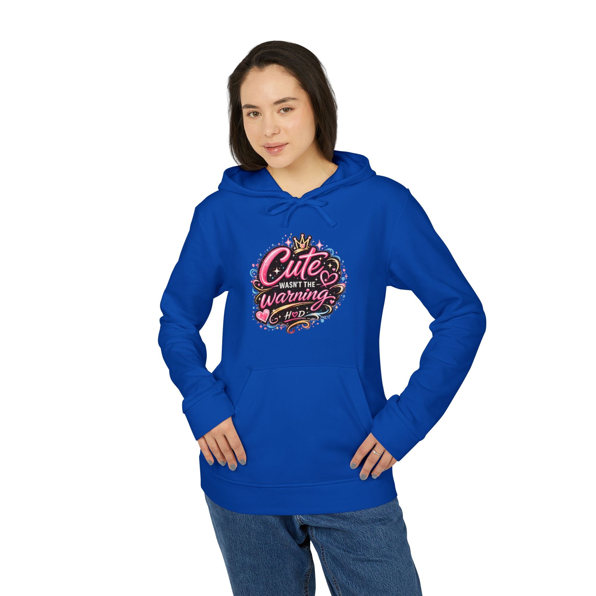 Cute Wasnt the Warning Hoodie | Harley Doo Womens adidas Fleece Hoodie | Girly Graphic Sweatshirt | Bold Pink Statement Hoodie