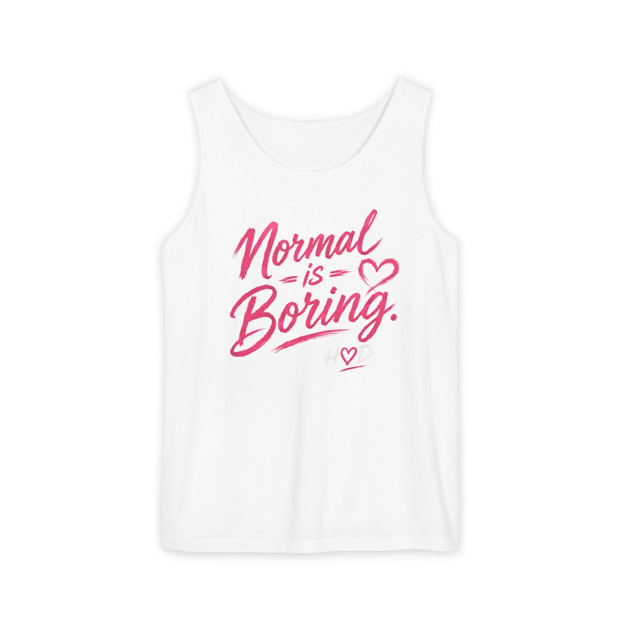 Normal Is Boring Tank Top — Bold Pink Graphic Sleeveless Tee