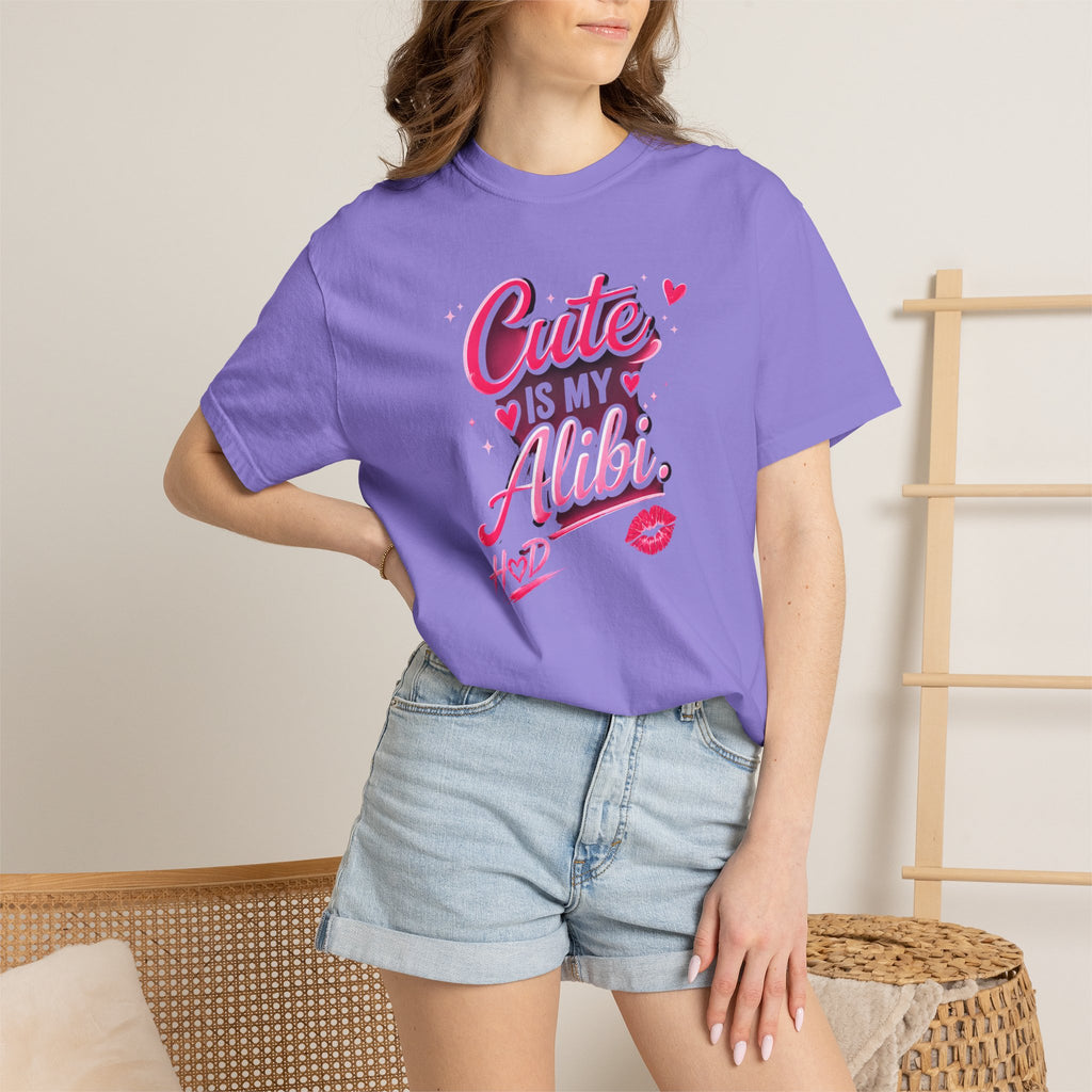 Harley Doo Cute Alibi T-Shirt — Pink Retro Script Graphic Tee