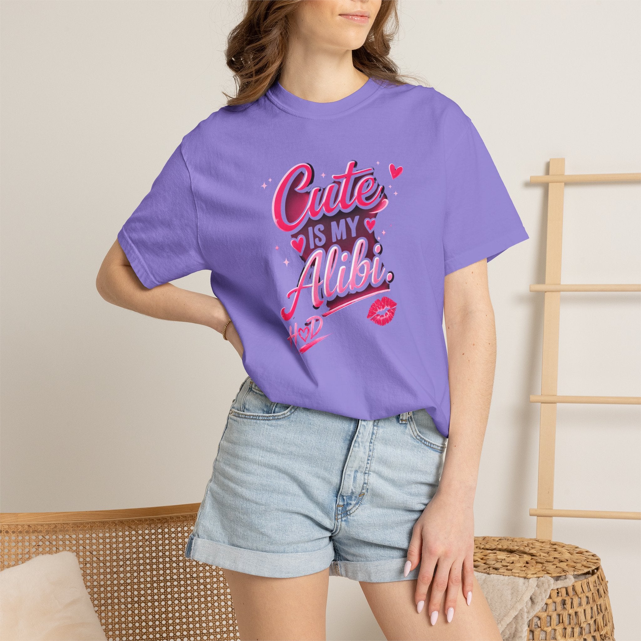 Harley Doo Cute Alibi T-Shirt — Pink Retro Script Graphic Tee