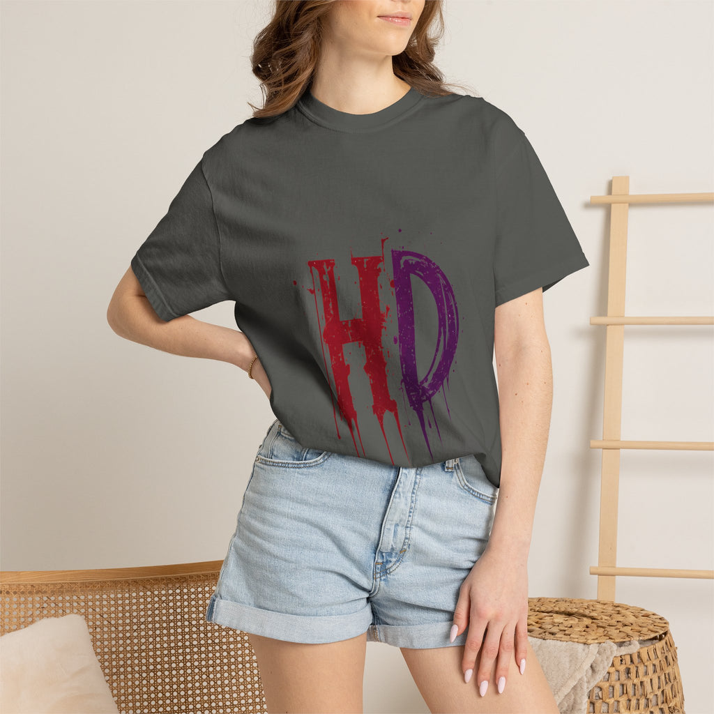 HD Dripping Grunge Letters T-shirt | Distressed Red Purple Typography