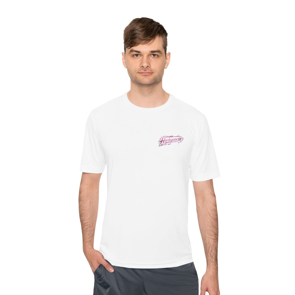 Retro Pink Script Logo Tee | White Moisture-Wicking Shirt