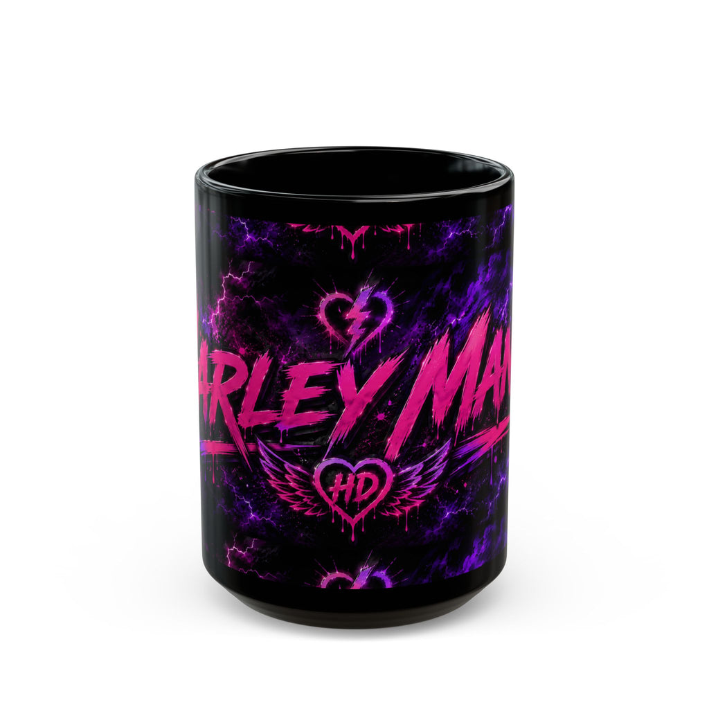 Harley Mania neon lightning Mug | Black ceramic coffee mug