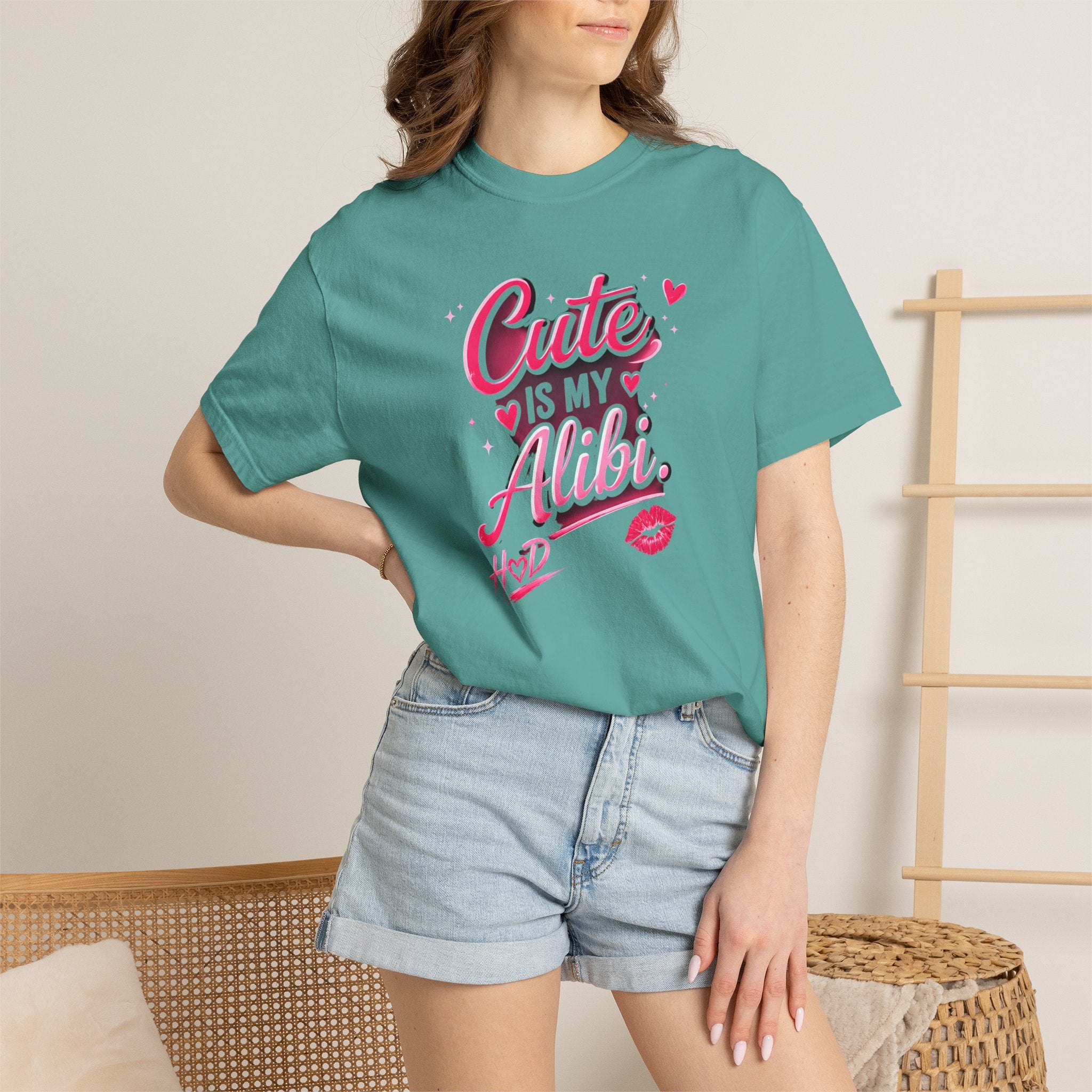 Harley Doo Cute Alibi T-Shirt — Pink Retro Script Graphic Tee