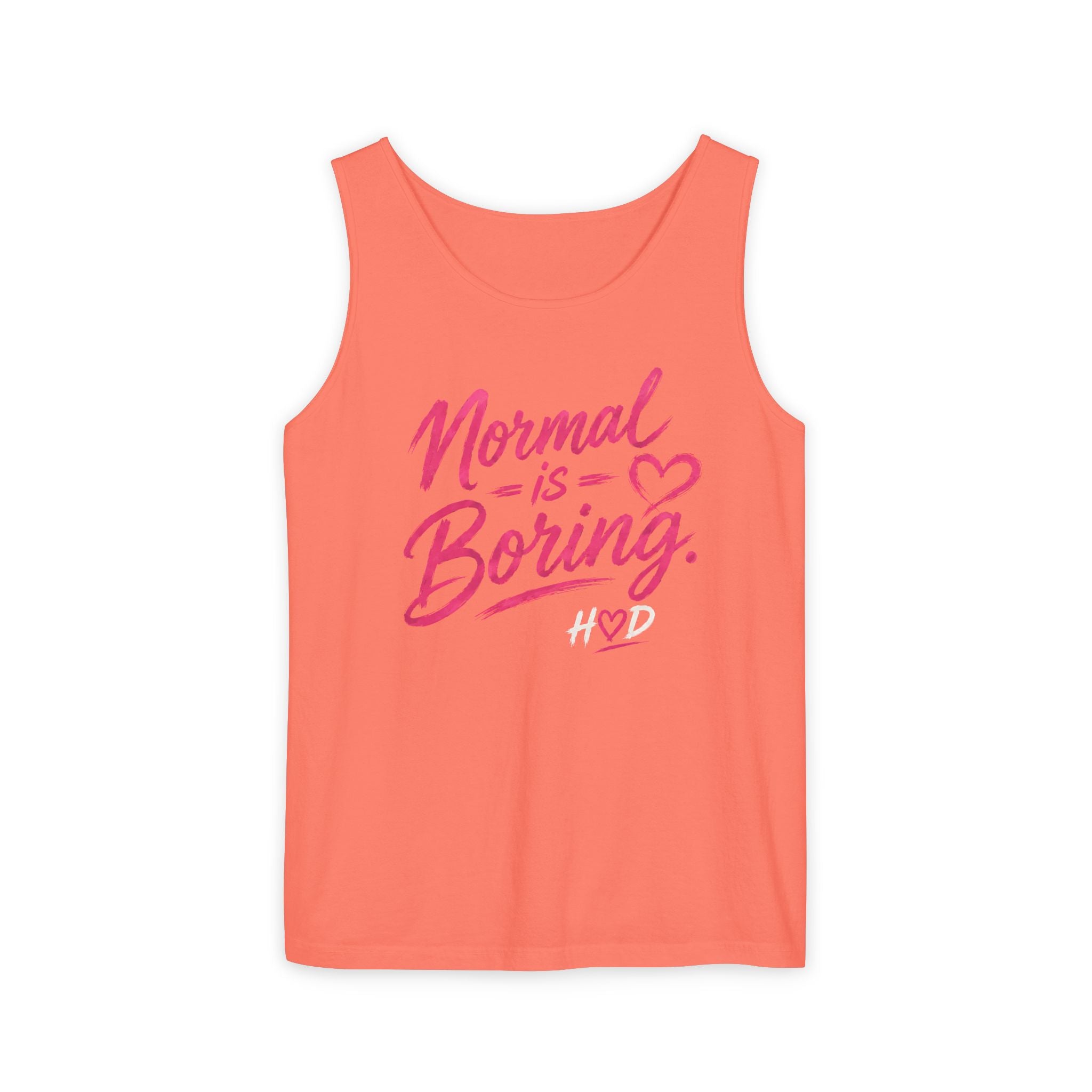 Normal Is Boring Tank Top — Bold Pink Graphic Sleeveless Tee