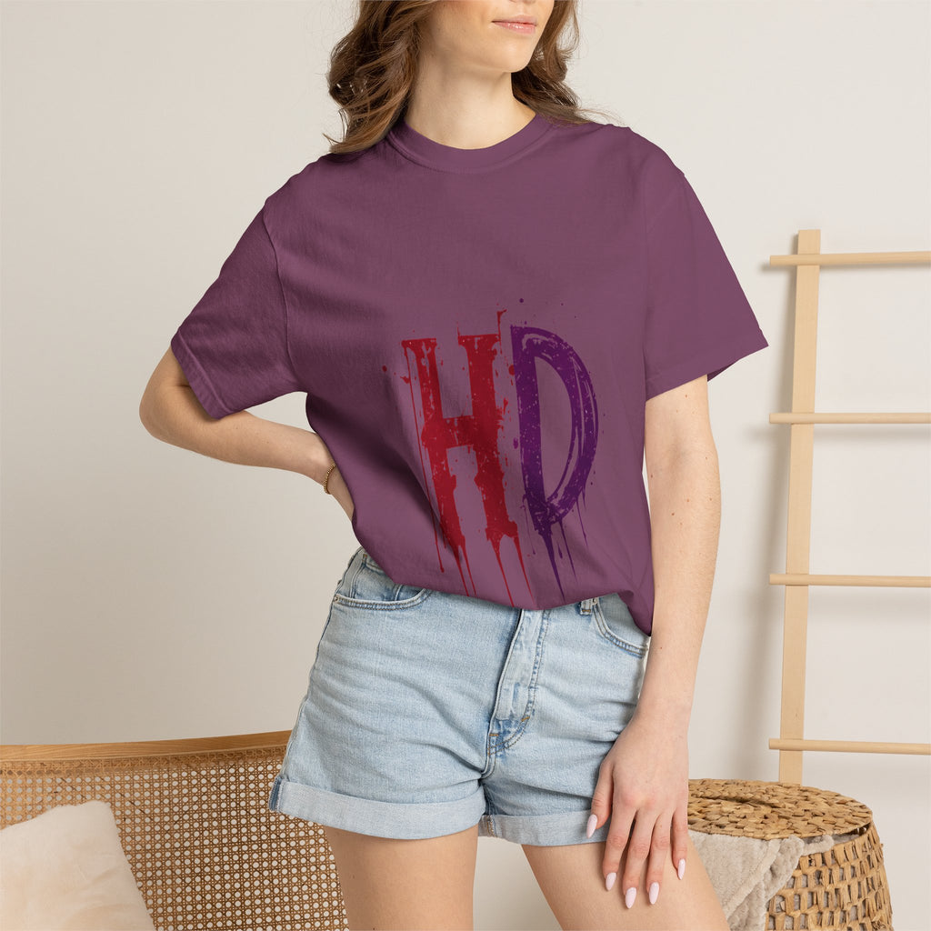 HD Dripping Grunge Letters T-shirt | Distressed Red Purple Typography