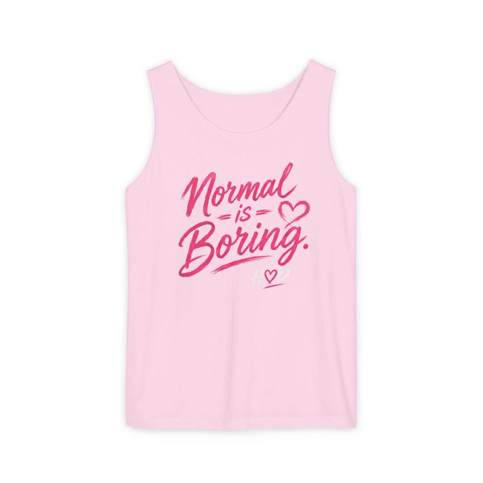Normal Is Boring Tank Top — Bold Pink Graphic Sleeveless Tee