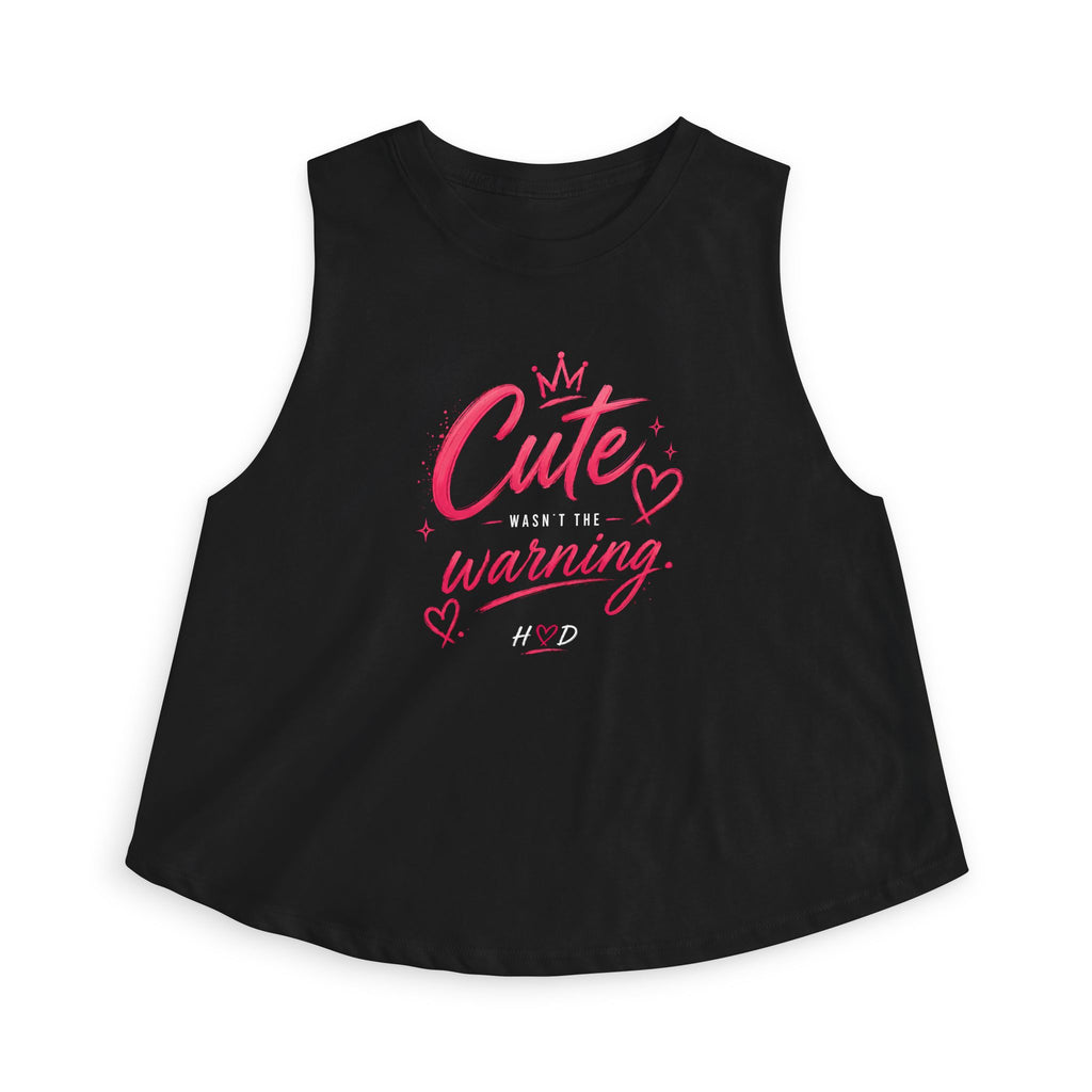 Harley Doo Cute (Daily Life Warning) Crop Top | Graphic Tank, Pink Script Heart Design