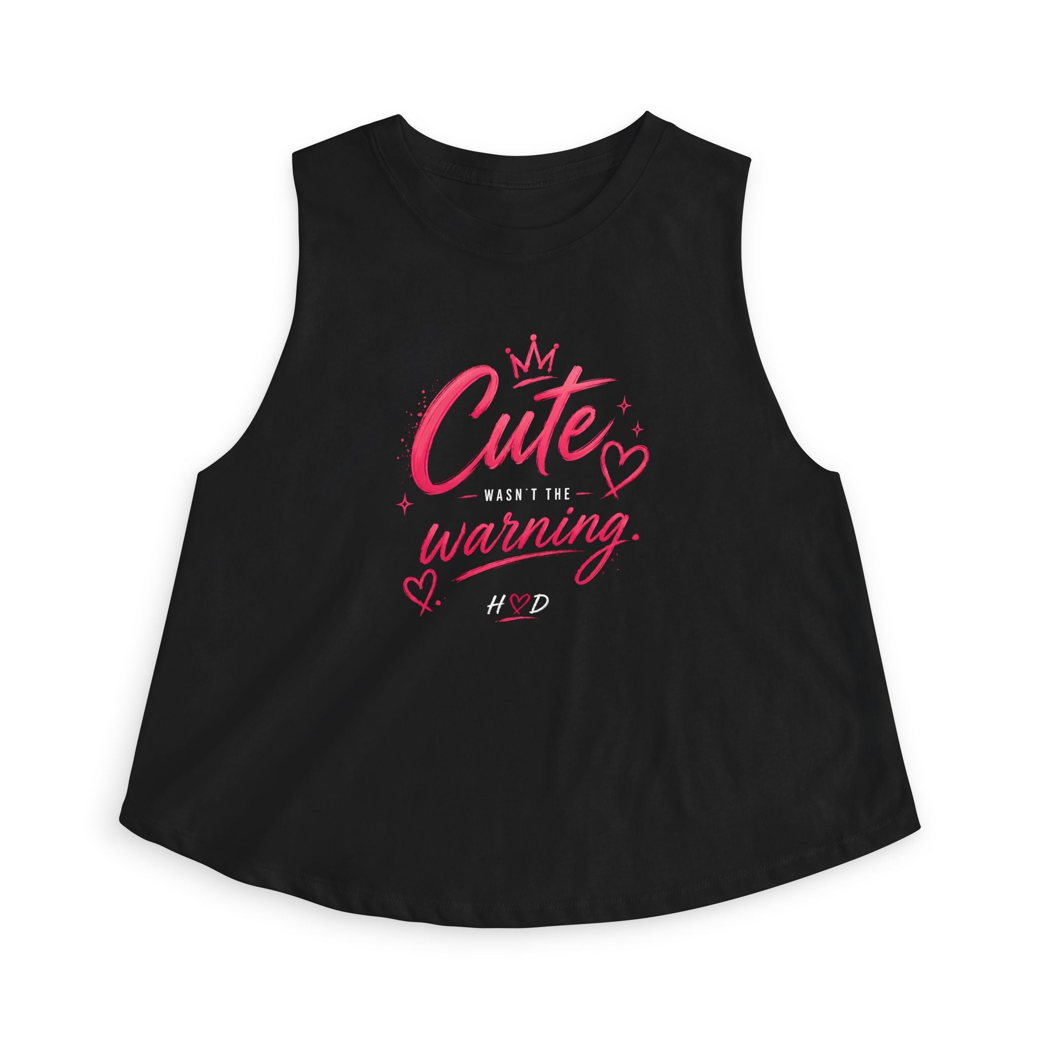 Harley Doo Cute (Daily Life Warning) Crop Top | Graphic Tank, Pink Script Heart Design